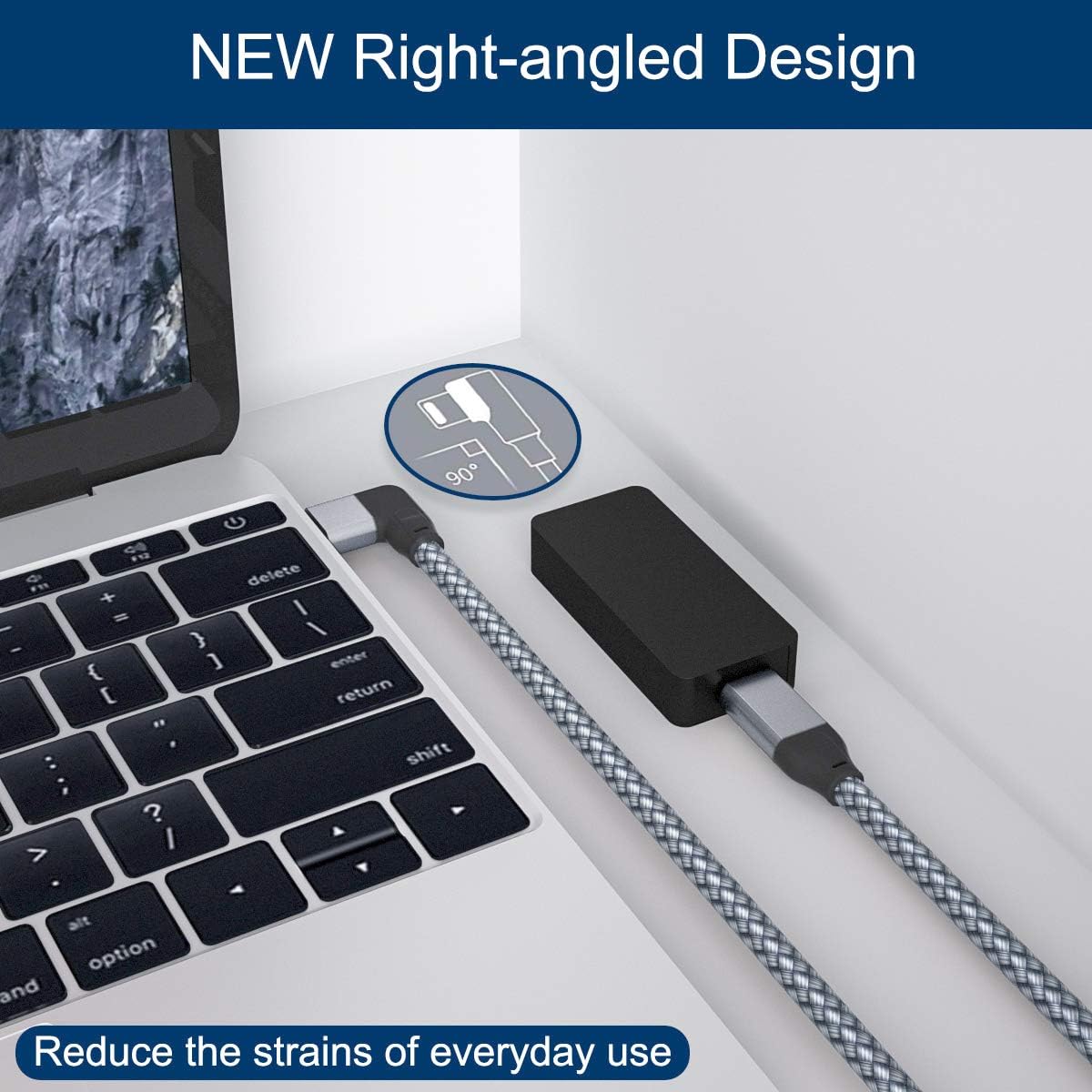 iTramax Right Angle USB C Extension Cable 3.3FT - 90 Degree L-Shaped Type C 3.1 Gen 2 (10Gbps) Male to Female Extender - Compatible with MacBook Pro/Air, iPad Pro/Air/Mini, iPhone 15/16, Apple Watch - Perfect for Home Office, Gaming & Charging in Tight Spaces