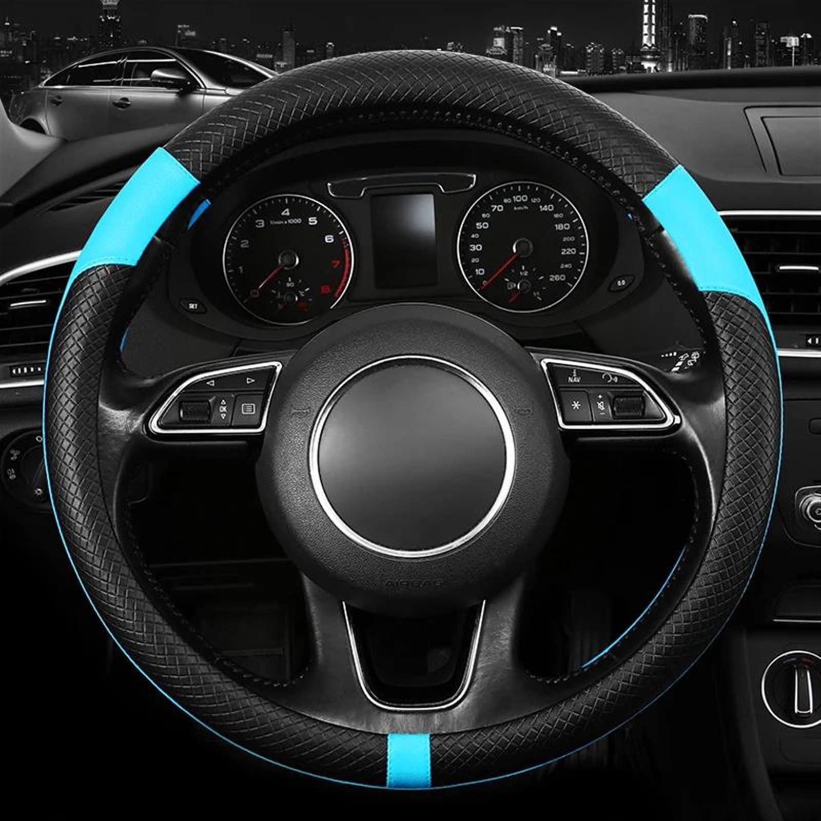 Premium Car Steering Wheel Cover - All-Season, Sweat-Absorbent & Comfortable (Blue) | Ideal for Daily Commute, Road Trips & Hot Weather Driving