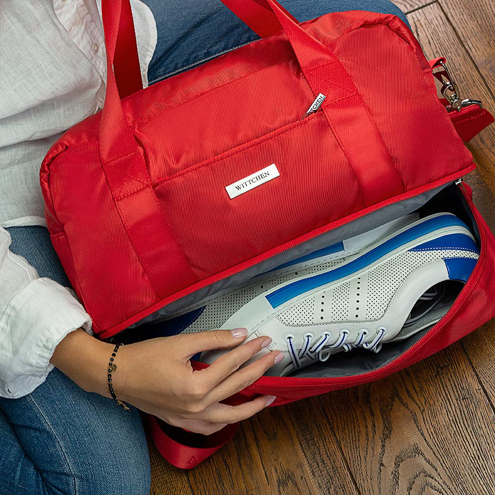 Premium Red Travel Bag - Lightweight Durable Carry-On Luggage for Women & Men - Perfect for Airplane, Business Trips & Weekend Getaways