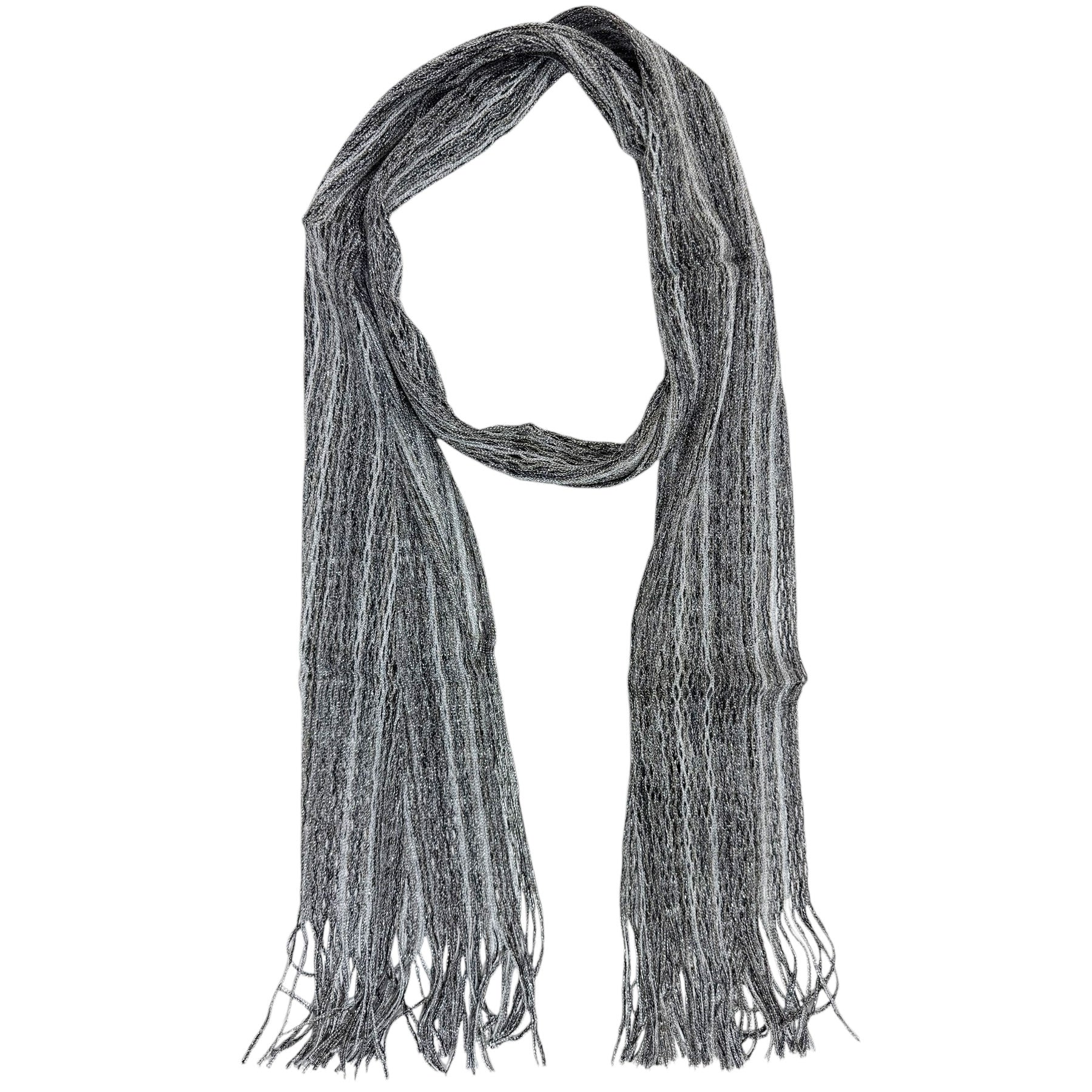 Missoni Gray & Silver Loose Knit Women's Scarf Shawl - Elegant Designer Wrap for Casual Outings & Evening Events