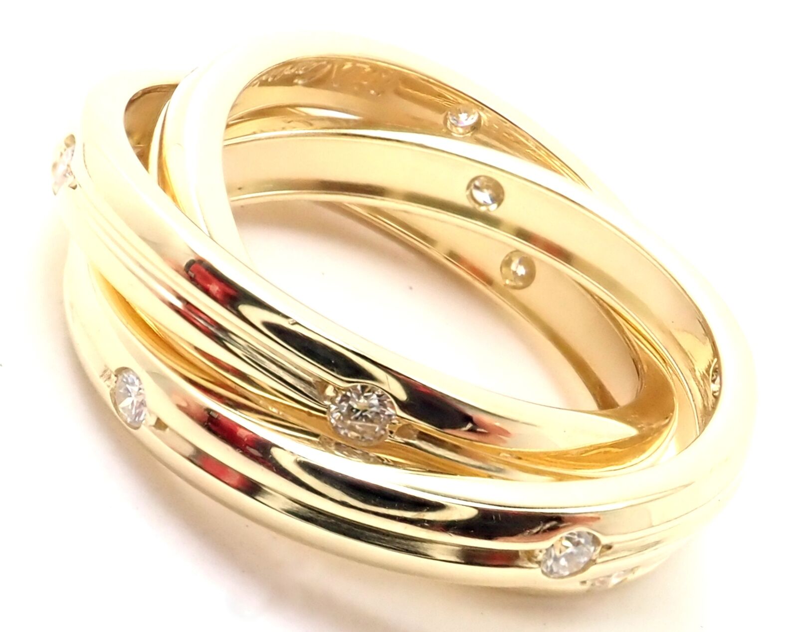 Authentic Cartier 18k Yellow Gold Diamond Trinity Ring Size 51 - Luxury Jewelry for Women, Perfect for Anniversaries, Engagements & Special Occasions