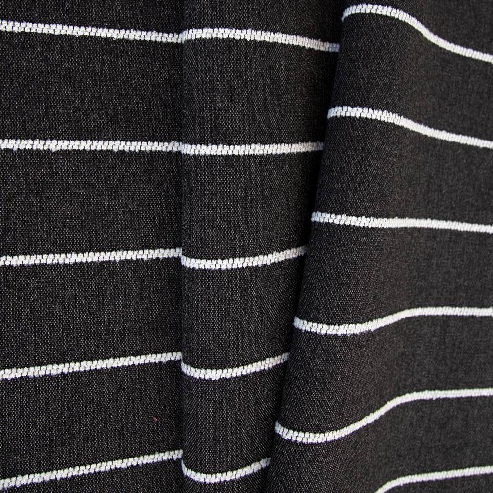 Premium Avalon Stripe Fabric - Ebony Black & White Striped Upholstery Material for Sofa, Curtains & Home Decor | High-Quality Textile for DIY Projects & Interior Design