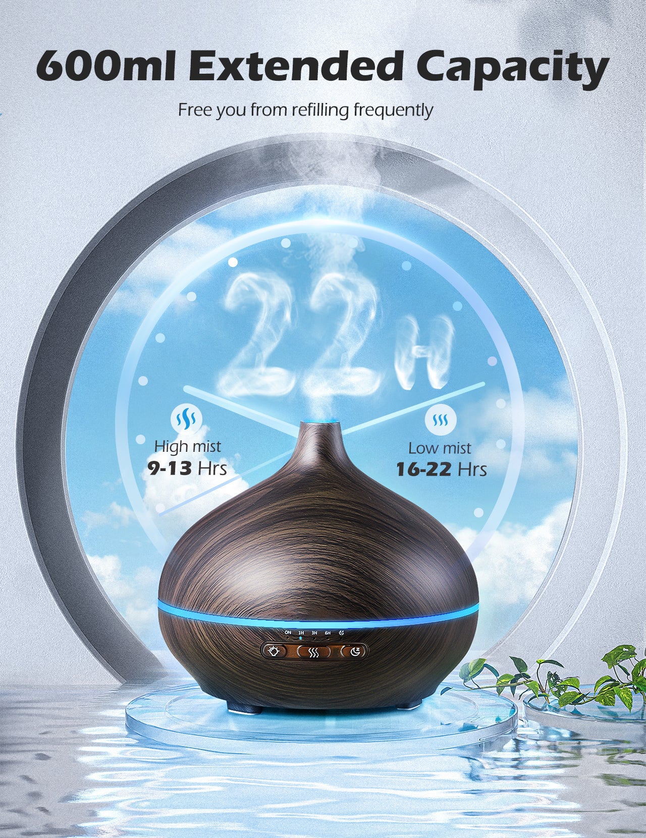 Premium HM677 Aromatherapy Essential Oil Diffuser for Home & Office - Ultrasonic Cool Mist Humidifier with 7 Color LED Lights, Auto Shut-Off, Perfect for Relaxation, Yoga & Sleep Therapy