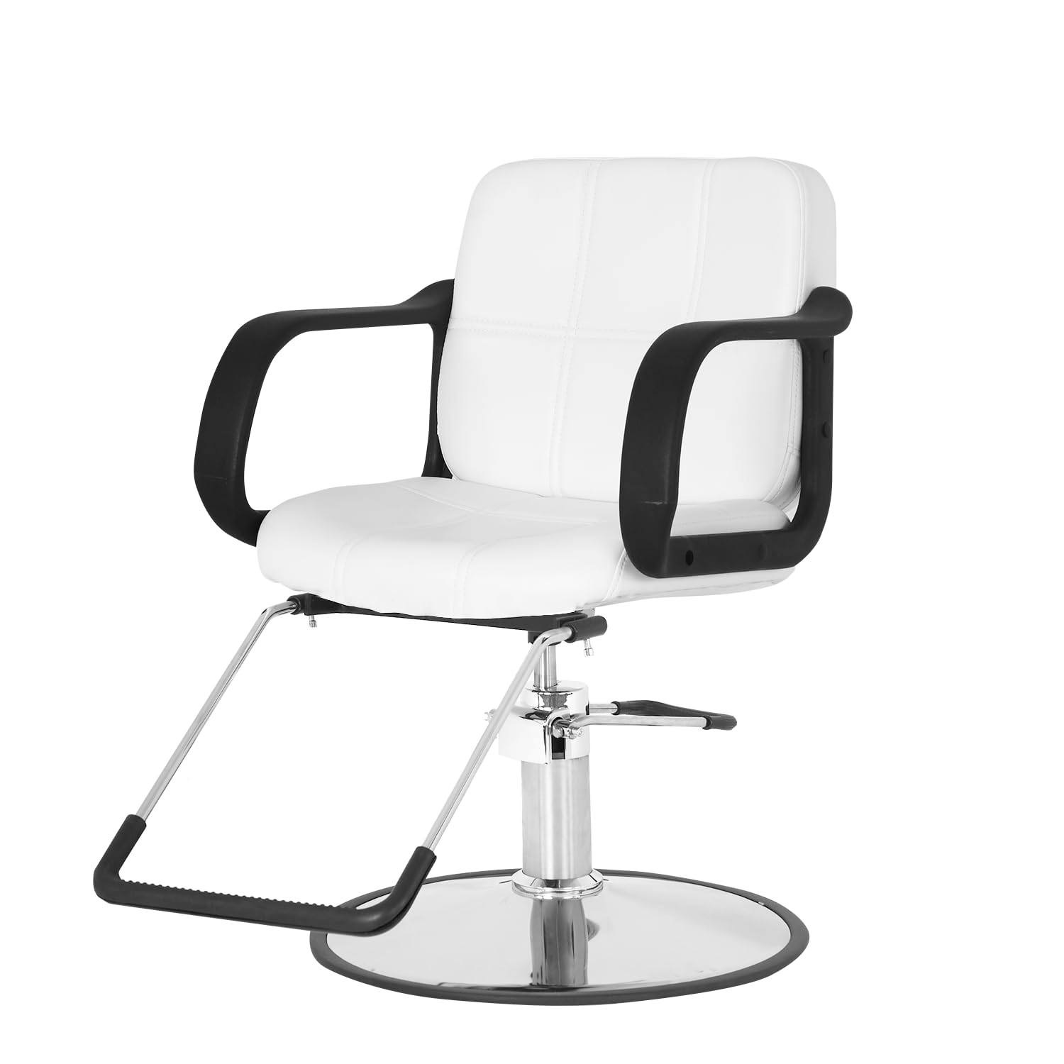 Professional Hydraulic Salon Styling Chair with Adjustable Footrest - White Hairdressing Chair for Barber Shops, Beauty Salons & Spas | Perfect for Haircuts, Coloring, Styling & Shampoo Services
