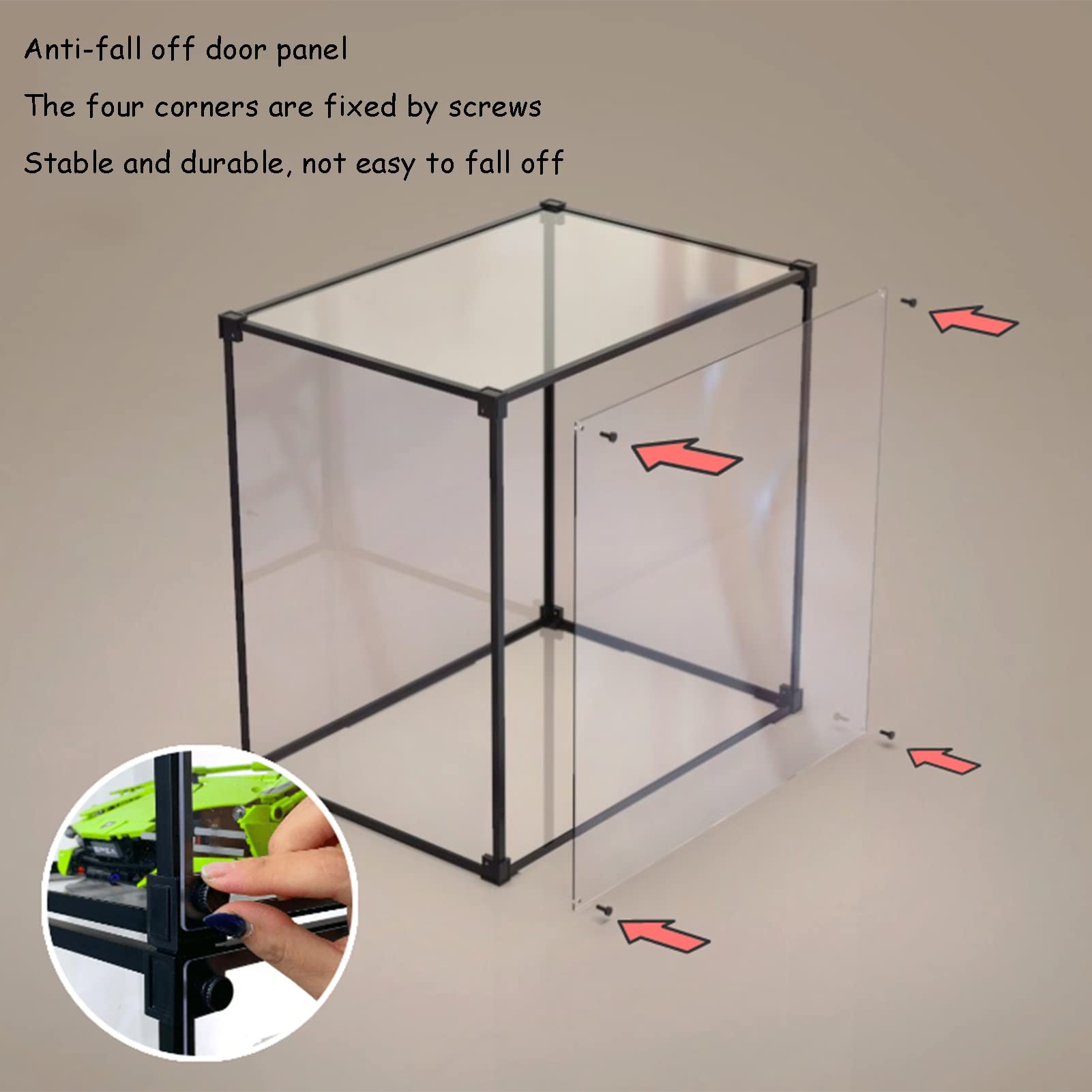 Clear Acrylic Display Case with Aluminum Frame - Dustproof Protection Showcase for Collectibles, Shoes & Figures - Countertop Organizer Box for Home, Office & Retail Store Display