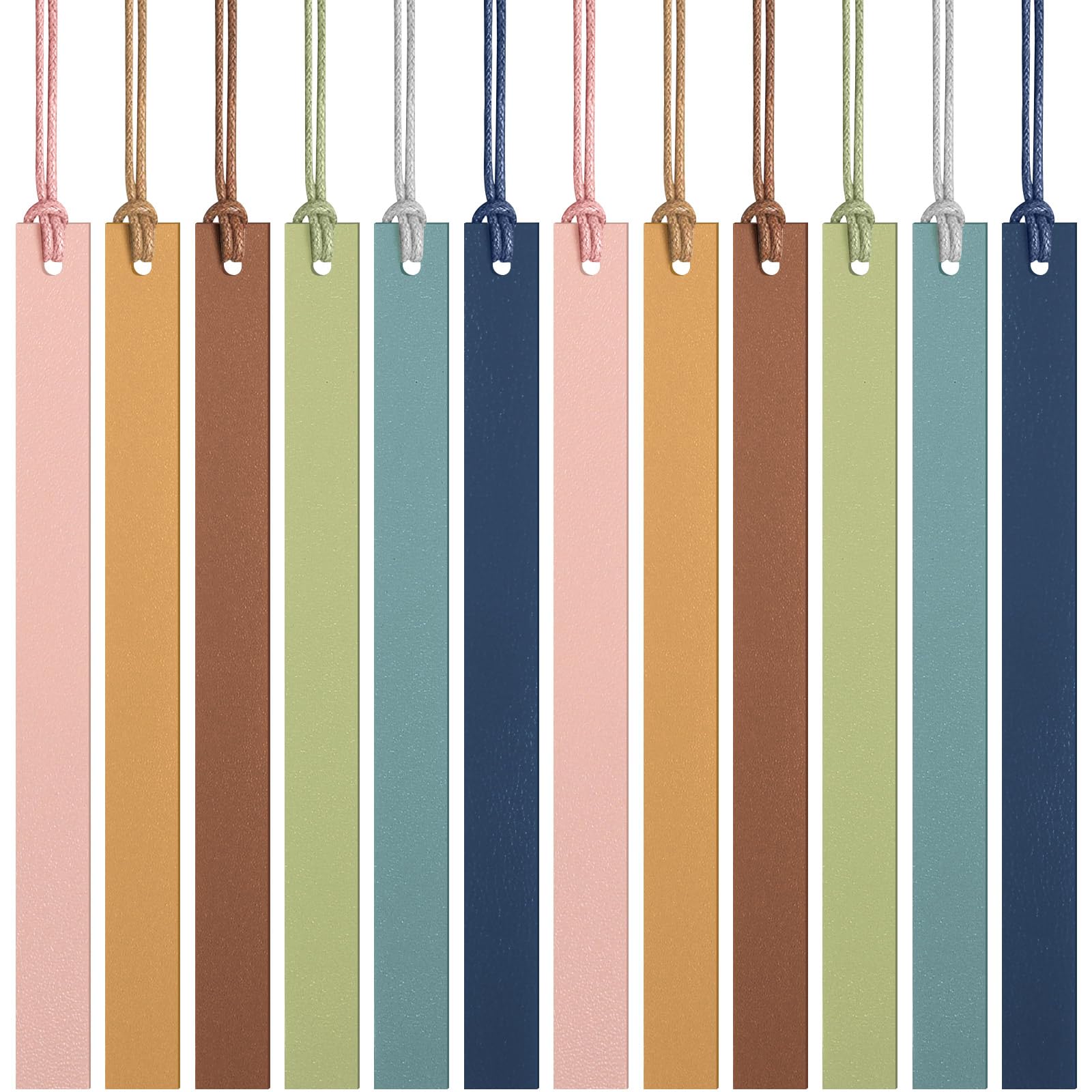 Kosiz 12 Pcs Colorful Leather Bookmarks Set - Elegant Reading Accessories for Women, Teachers & Book Lovers (Light Color) - Perfect Gift for Book Clubs, Bible Study & Reading Enthusiasts