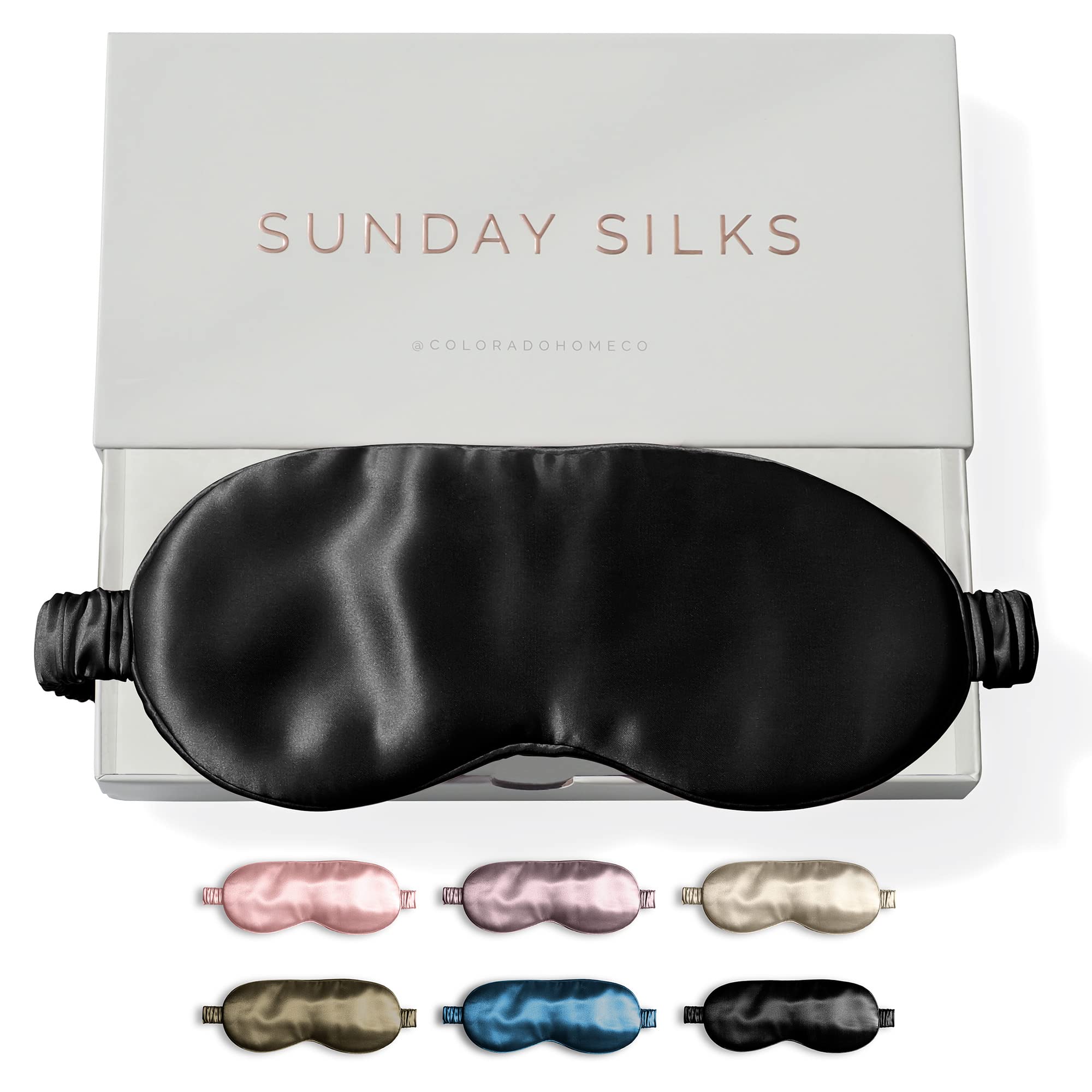 SUNDAYSILKS™ Premium 100% Mulberry Silk Sleep Mask for Women & Men - Soft Blackout Eye Cover for Sleeping, Travel & Relaxation - Breathable & Hypoallergenic Silk Eye Mask - Perfect for Night Use, Naps & Meditation [Midnight Black]