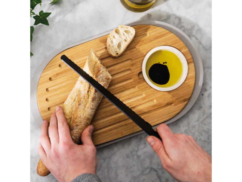 BergHOFF Leo Reversible Tapas Cutting Board with Serving Tray - 15.25 Inch Grey Kitchen Accessory for Charcuterie, Cheese & Appetizer Presentation
