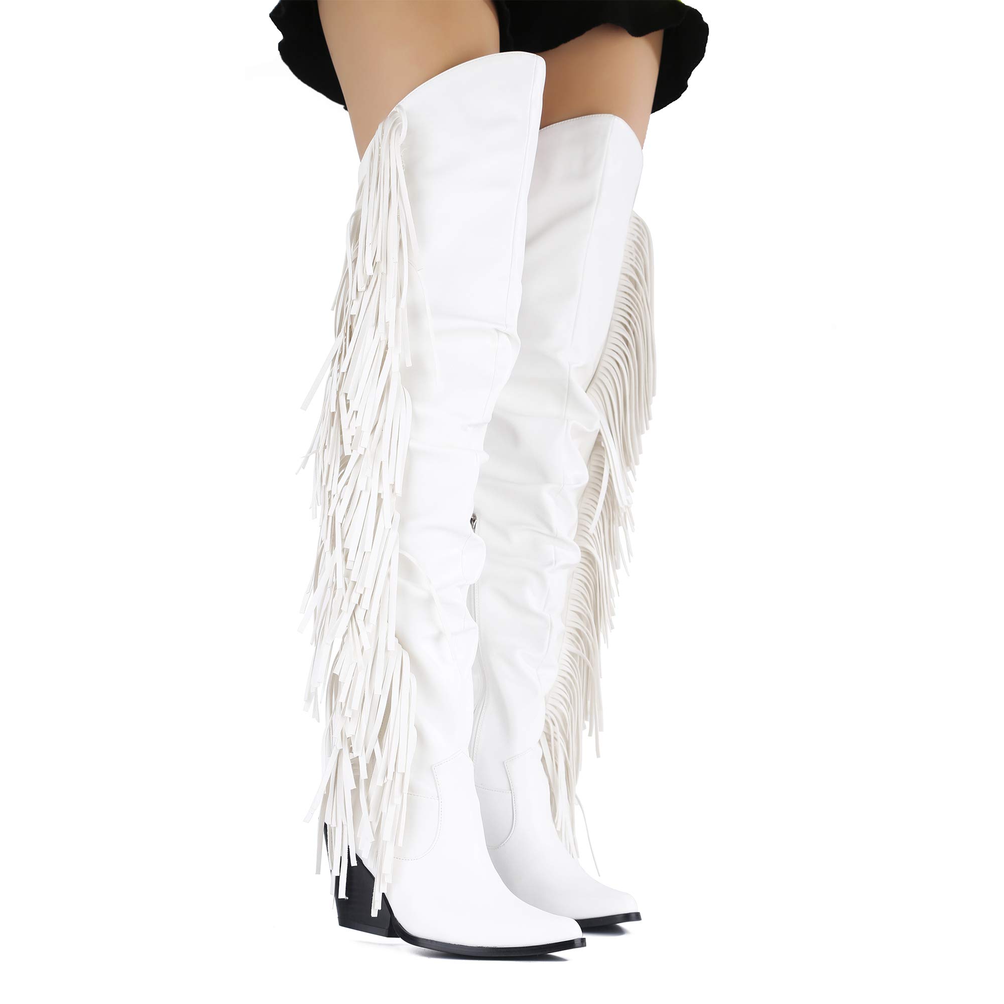 Cape Robbin Gabanna Women's Over The Knee Cowboy Boots - Western Cowgirl Boots with Fringe - Stylish Dress Boots for Women | Perfect for Country Rides, Festivals & Night Out
