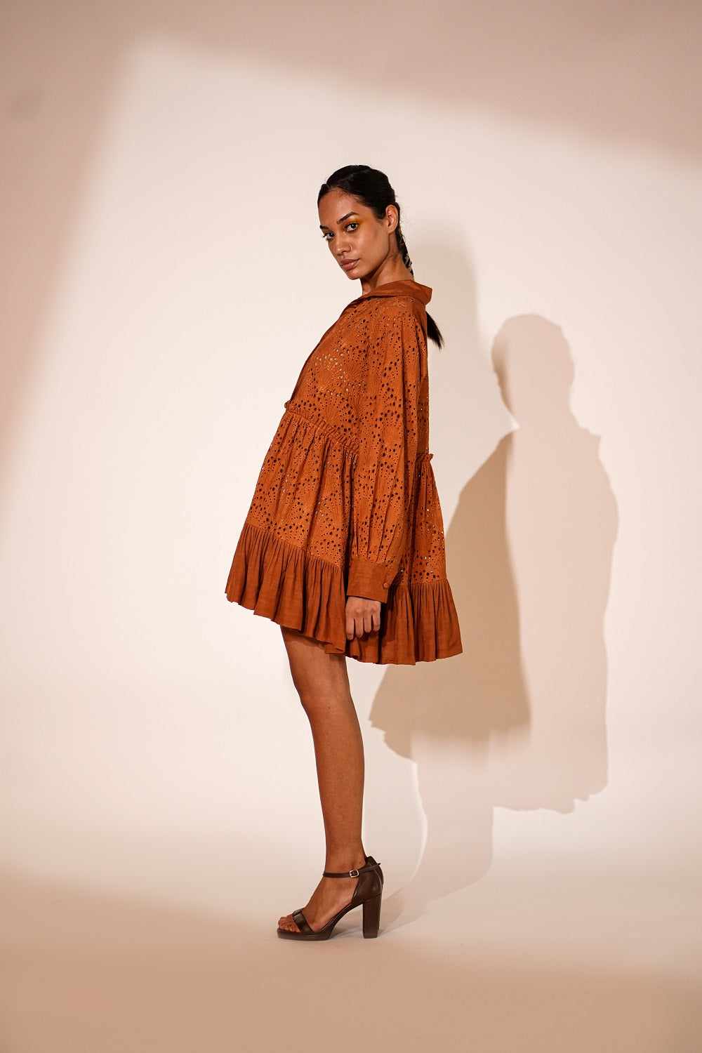 Stylish Rust-Colored Short Dress for Women - Perfect for Casual Outings, Dates & Summer Parties