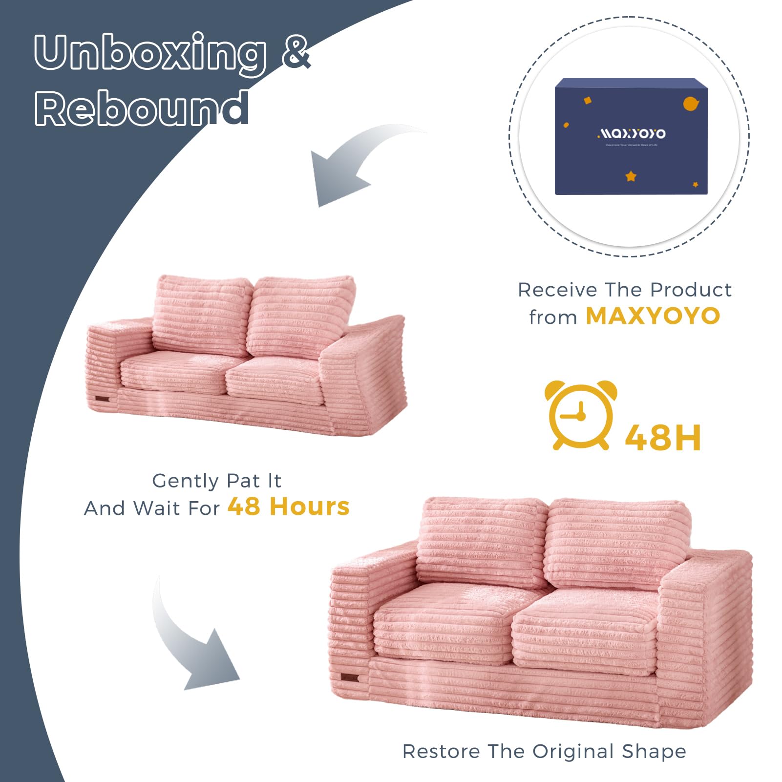 MAXYOYO Striped Faux Fur Bean Bag Chair - 2-Seater Floor Sofa with Pillows & Armrests | Cozy Living Room Seating for Teens & Adults | Perfect for Gaming, Movie Nights & Relaxation