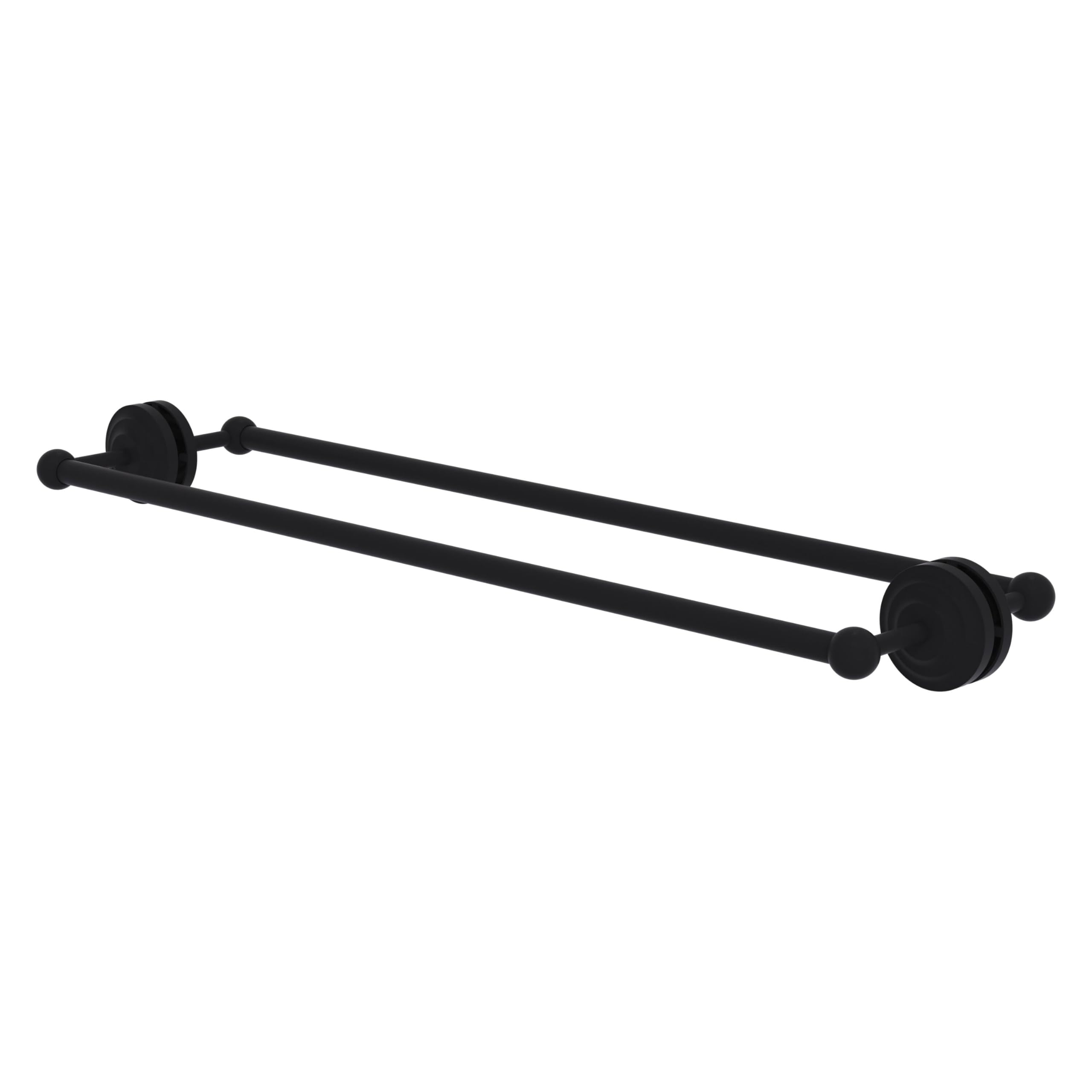 Allied Brass QN-41-BB-30-BKM Matte Black 30-Inch Back to Back Shower Door Towel Bar - Premium Bathroom Accessory for Modern Showers & Spa-Like Experience
