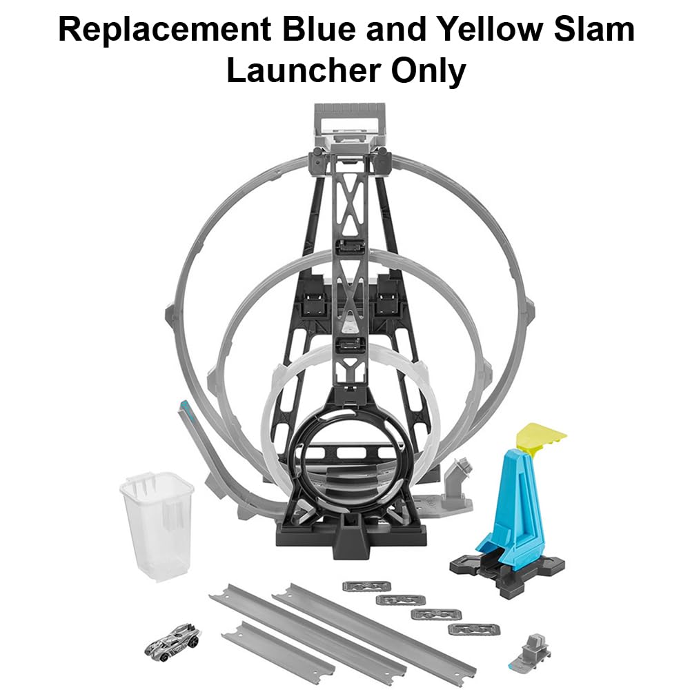 Hot Wheels Track Builder Unlimited Triple Loop Kit Replacement Part - Blue & Yellow Slam Launcher GLC96 | Compatible with All Hot Wheels Cars & Tracks | Perfect for Racing, Stunts & Kids Playtime