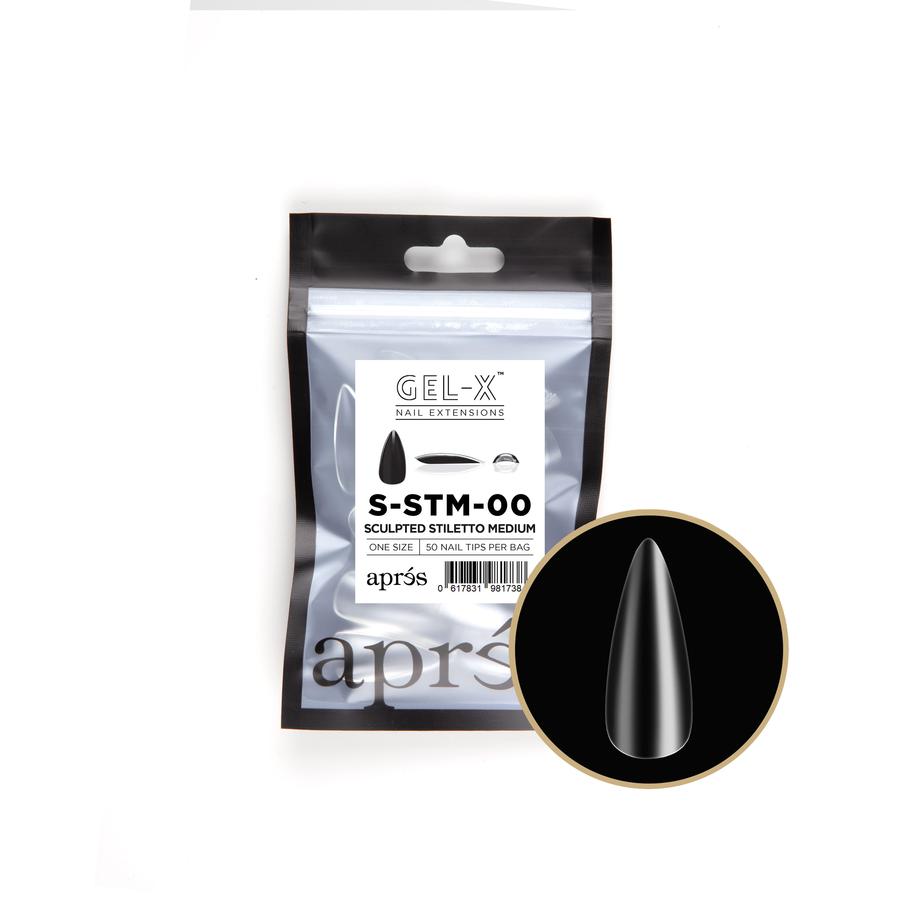 Apres Gel X Sculpted Stiletto Medium Refill Tips - Size #00 & #9 - Professional Nail Extension Kit for Salon & Home Manicures, Perfect for Gel Nail Art & Long-Lasting Wear