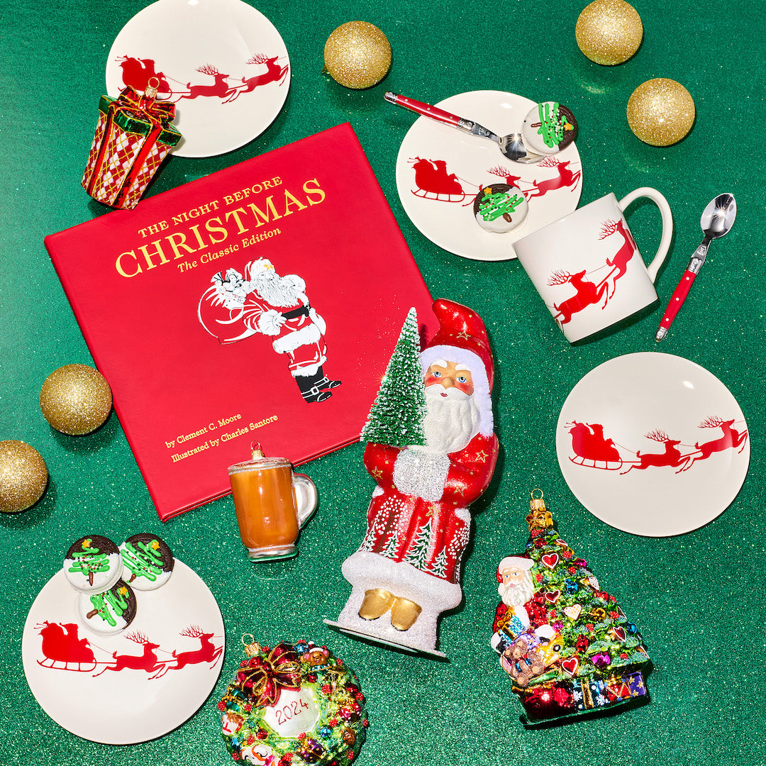 Santa's on His Way Canapé Plates - Set of 4 Christmas Appetizer Dishes for Holiday Parties & Festive Gatherings
