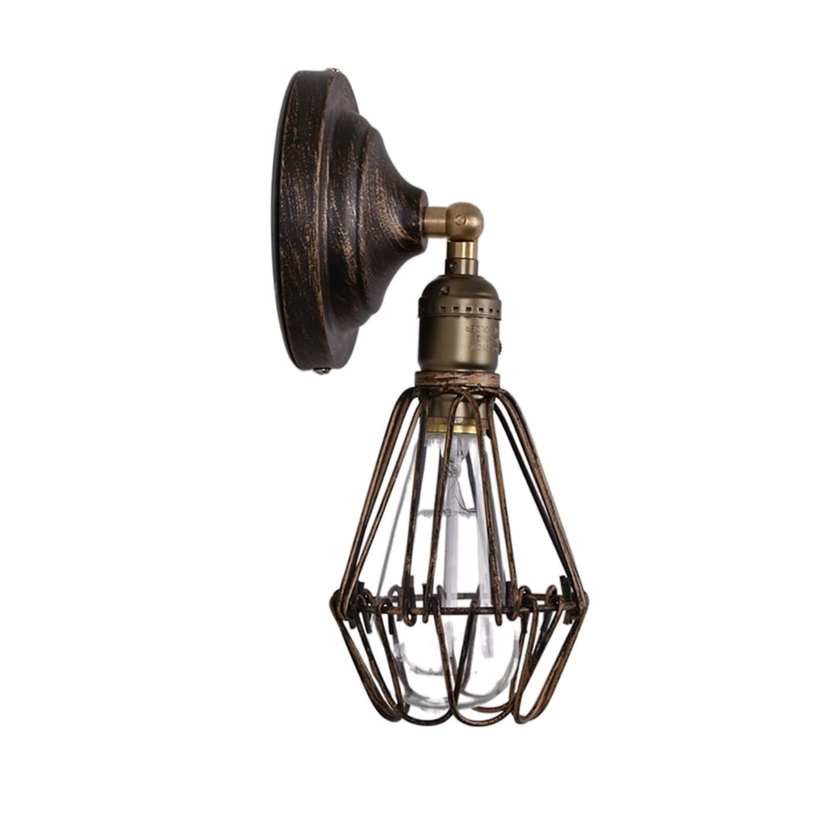 Vintage Industrial Wall Sconce Light Fixture - Metal E27 Edison Cage Lamp for Loft, Bar & Reading - Bronze Retro Wall Mounted Lighting for Home & Office Decor