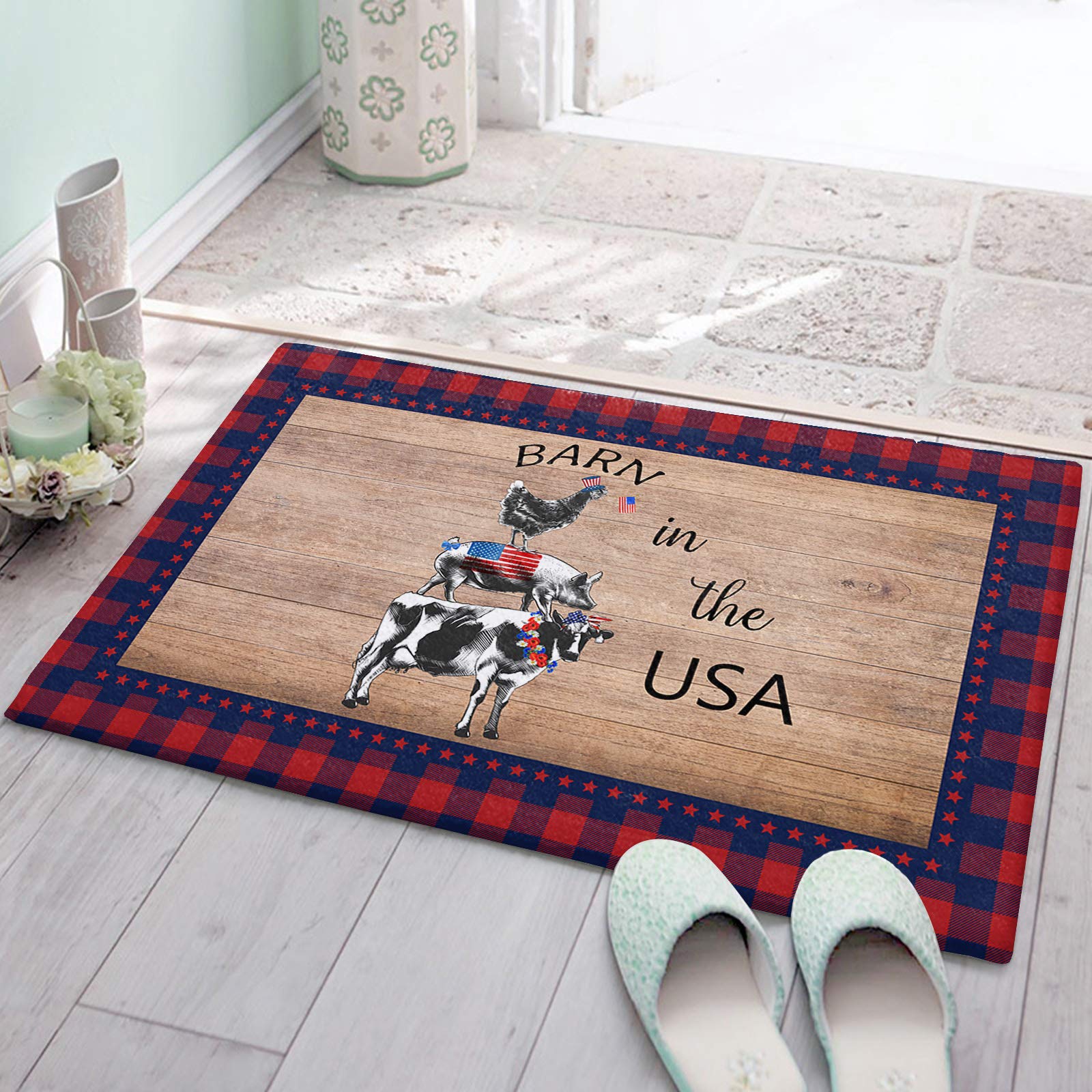 DecorLovee 4th of July Patriotic Furry Door Mat - 20