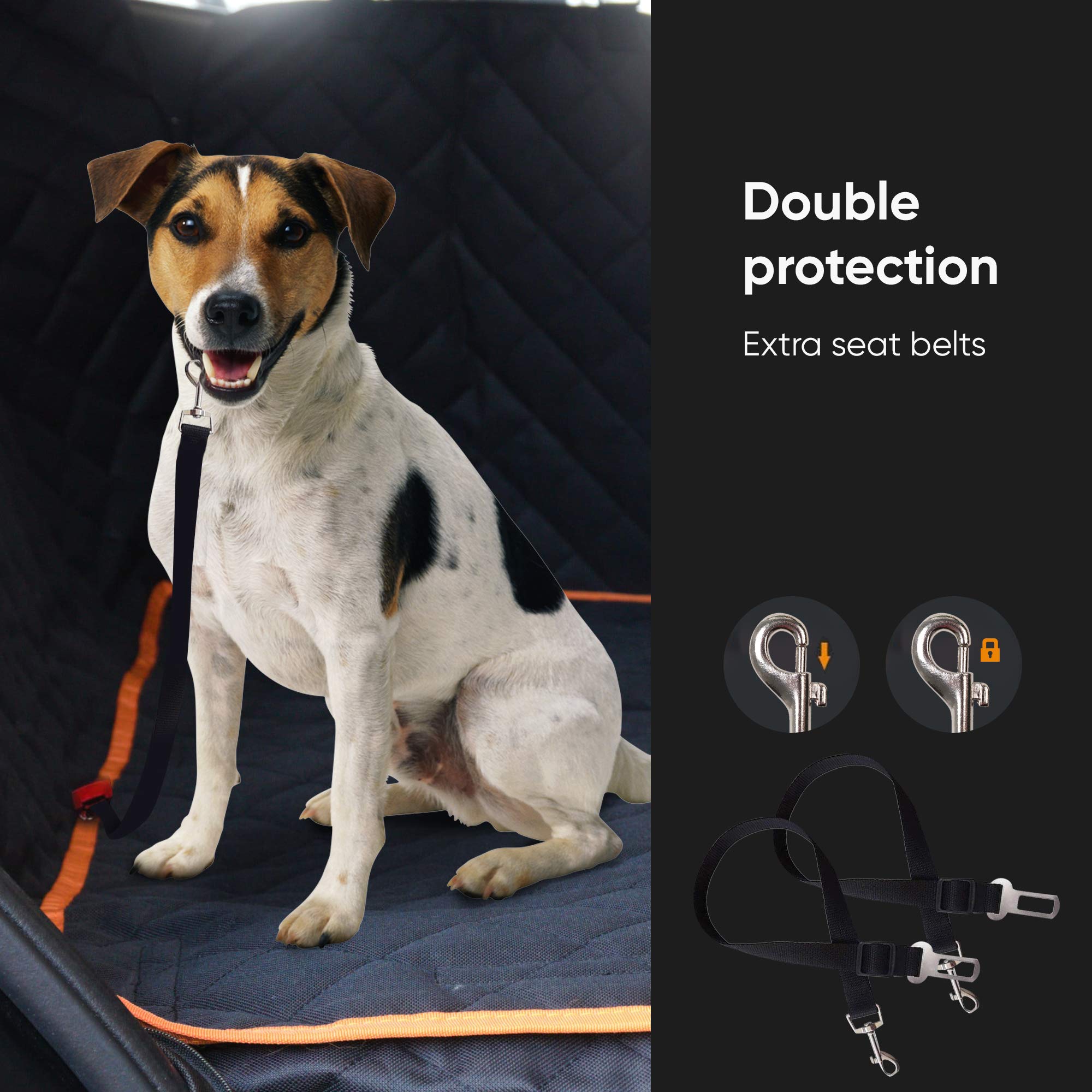 **Waterproof Dog Car Seat Cover for Trucks & SUVs - Large Pet Seat Protector with Mesh Window, 2 Seat Belts & Washable Cover - Non-Slip, Scratch-Proof Dog Hammock for Travel & Outdoor Adventures**
