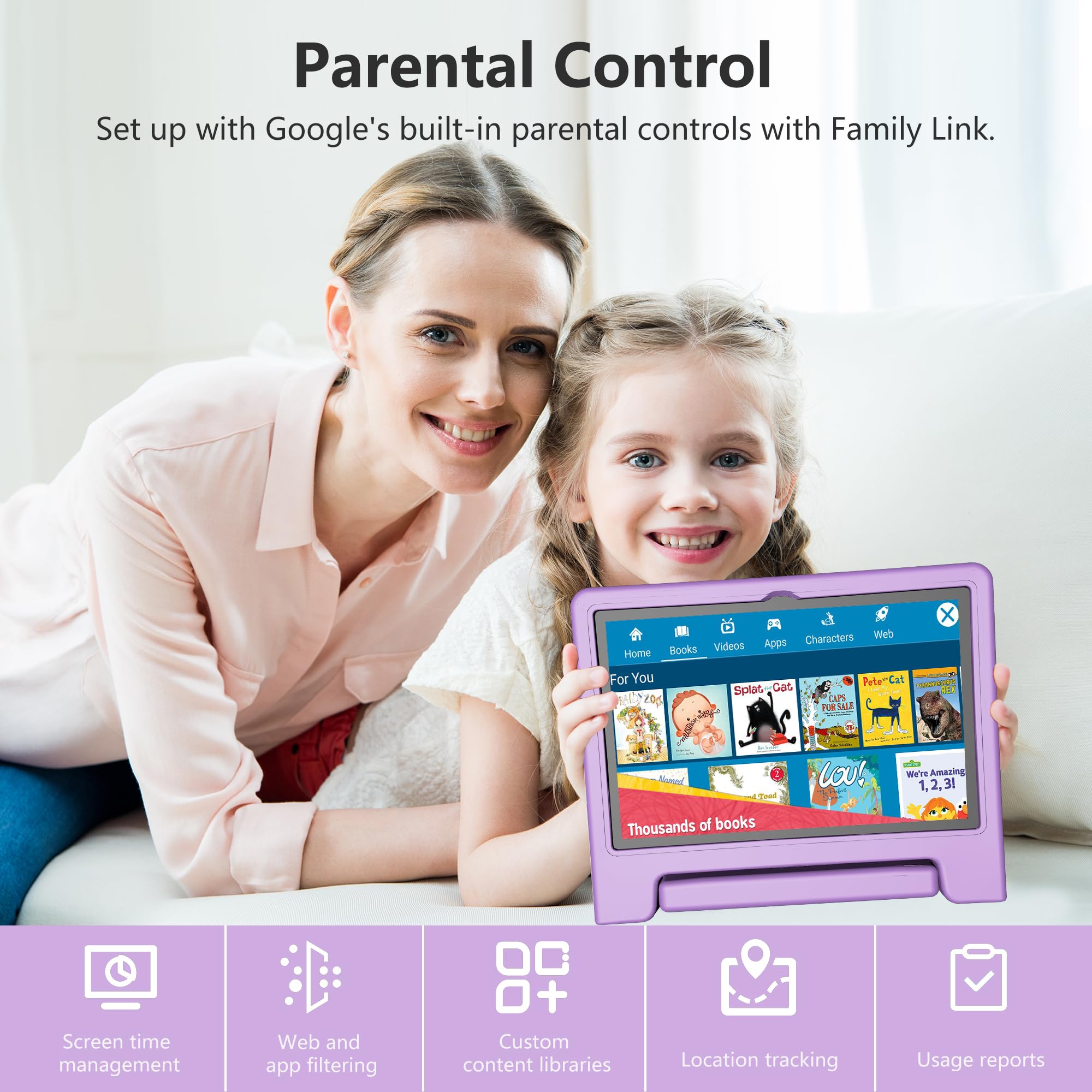 10 Inch Kids Tablet with Android 13 | 4GB RAM 64GB Storage | 8-Core Processor & WiFi 6 | 12 Hour Battery | Parental Controls | HD Display & Dual Cameras | Shockproof Case | Preloaded Educational Apps | Perfect for Learning, Travel & Home Use