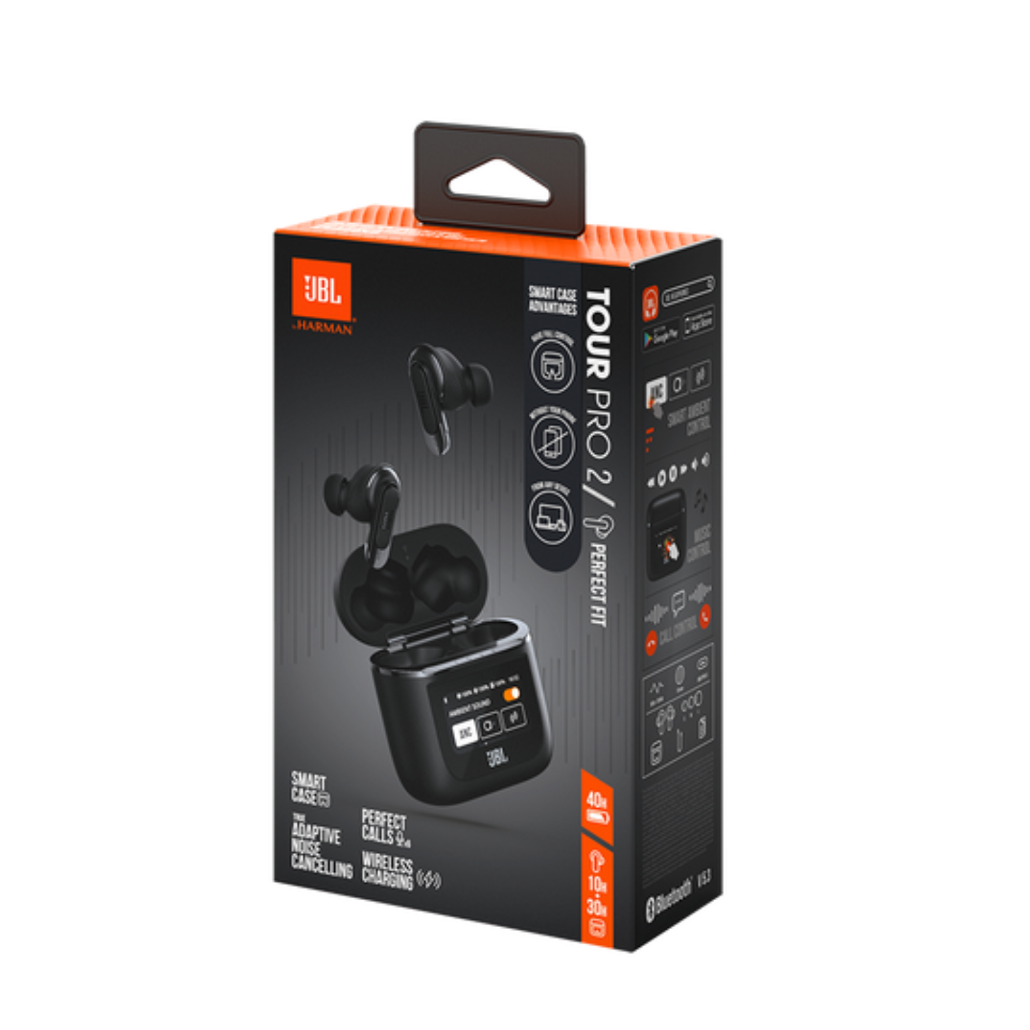 JBL Tour Pro 2 Wireless Earbuds - Black | Noise Cancelling Bluetooth Headphones for Workouts, Commuting & Travel
