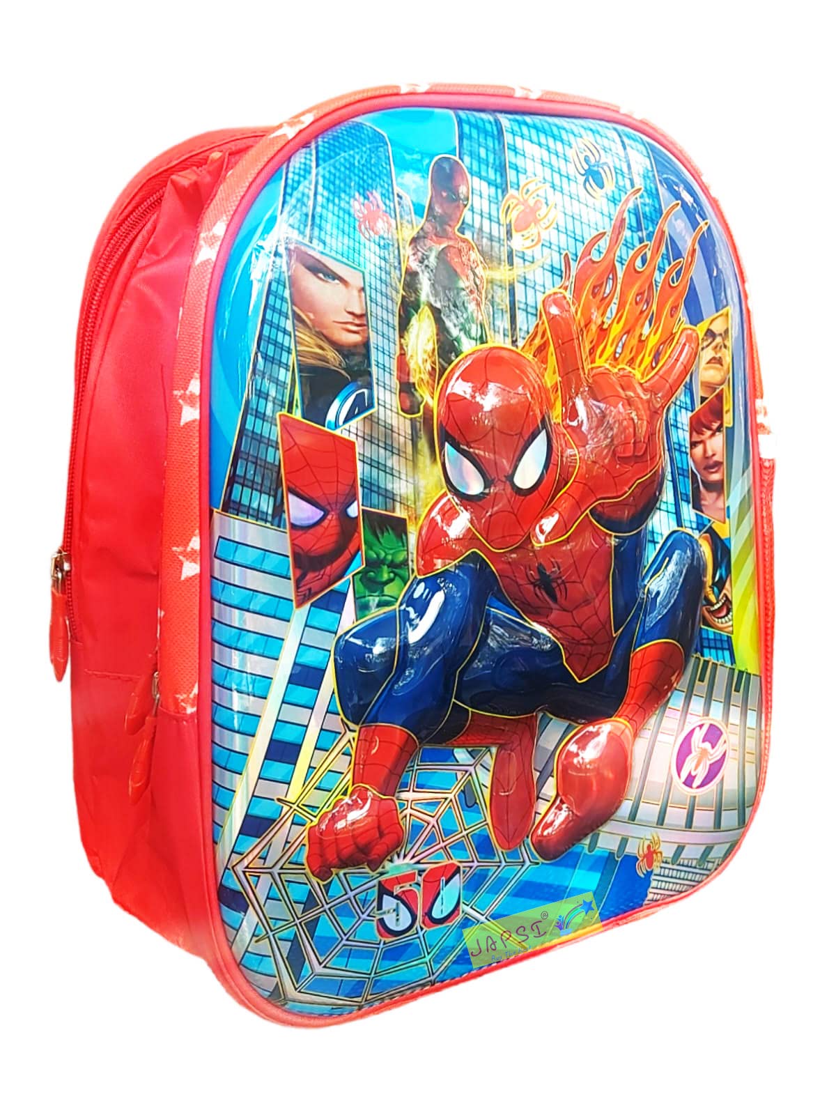 JAPSI Super Hero Kids Backpack for Boys & Girls - Lightweight Small School Bag for Nursery, Preschool & Daycare - Durable Red Backpack for Toddlers & Children - Perfect for School, Travel & Outdoor Adventures