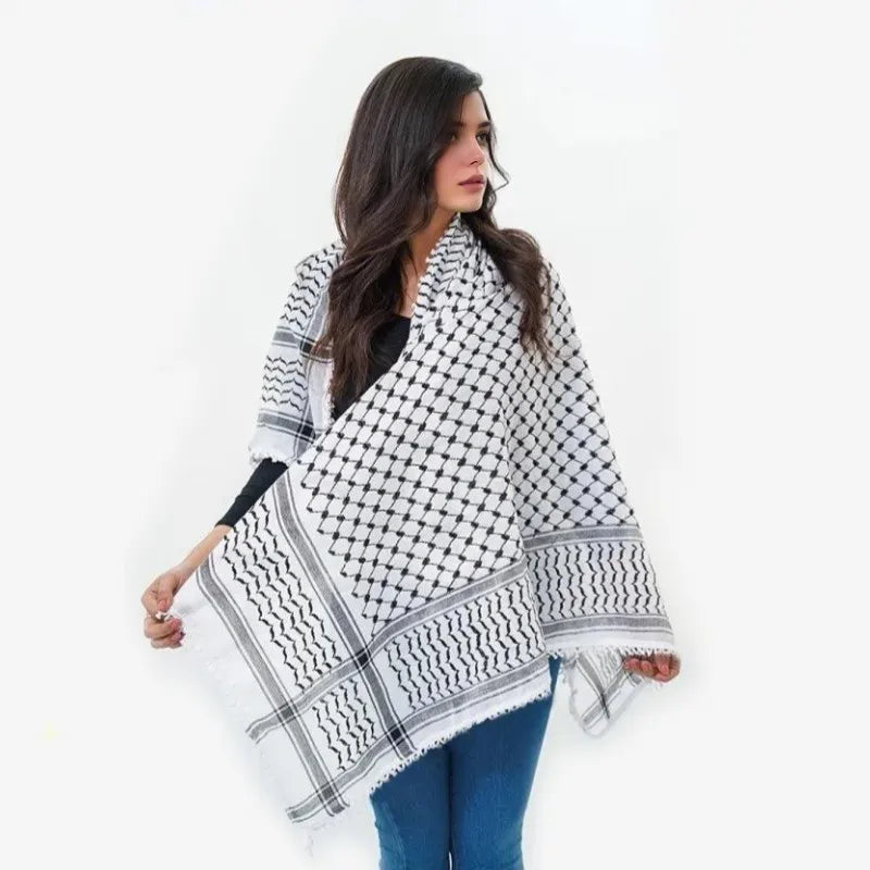 Urgarment Men's & Women's Keffiyeh Scarf - Arab Shemagh Kuffiyeh with Tassels - Cotton Linen Blend - Perfect for Outdoor, Travel & Fashion Accessories