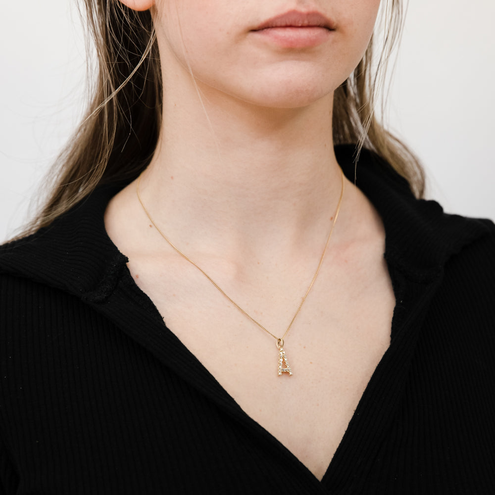 9ct Yellow and White Gold Two-Tone Diamond-Cut Initial 