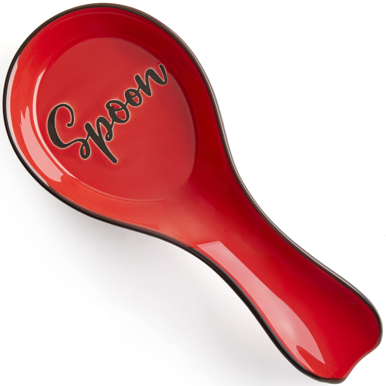 DAYYET Ceramic Spoon Rest for Stove Top - Large Kitchen Utensil Holder for Ladles, Spatulas & Tongs - Red Countertop Decor - Perfect for Cooking, Serving & Keeping Your Kitchen Clean