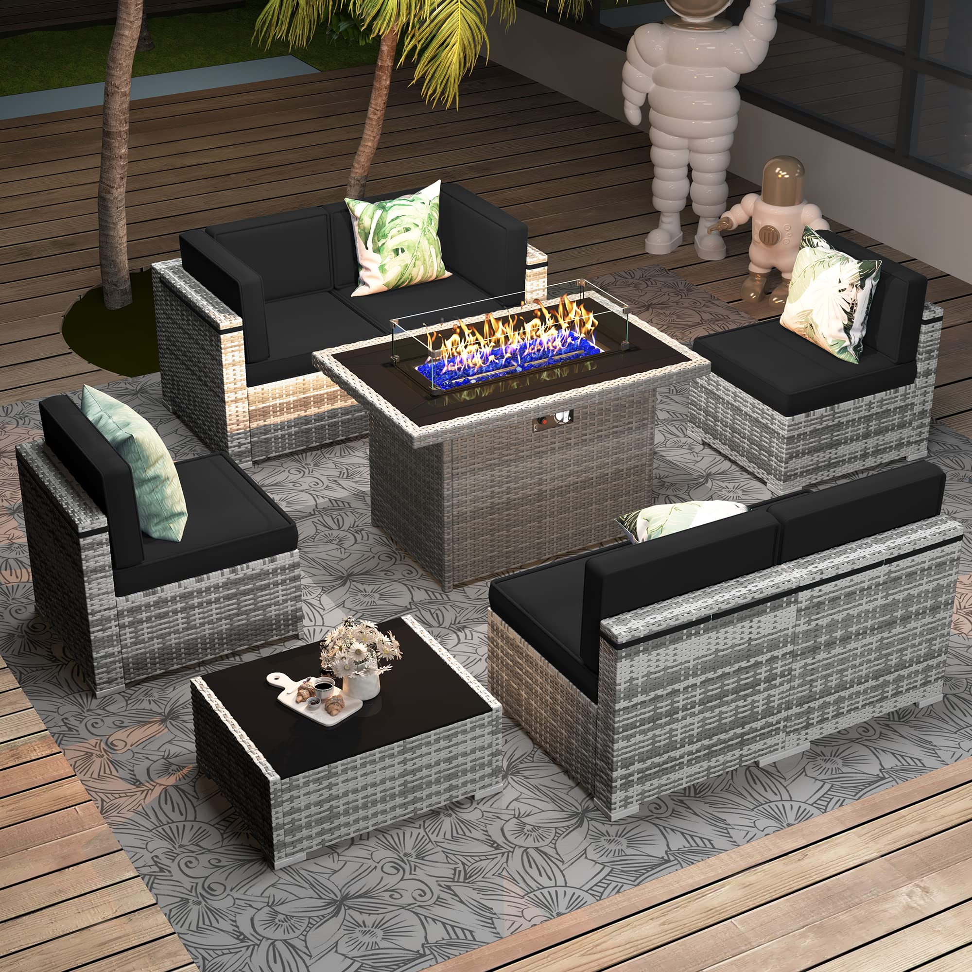 8-Piece Outdoor Patio Furniture Set with 44