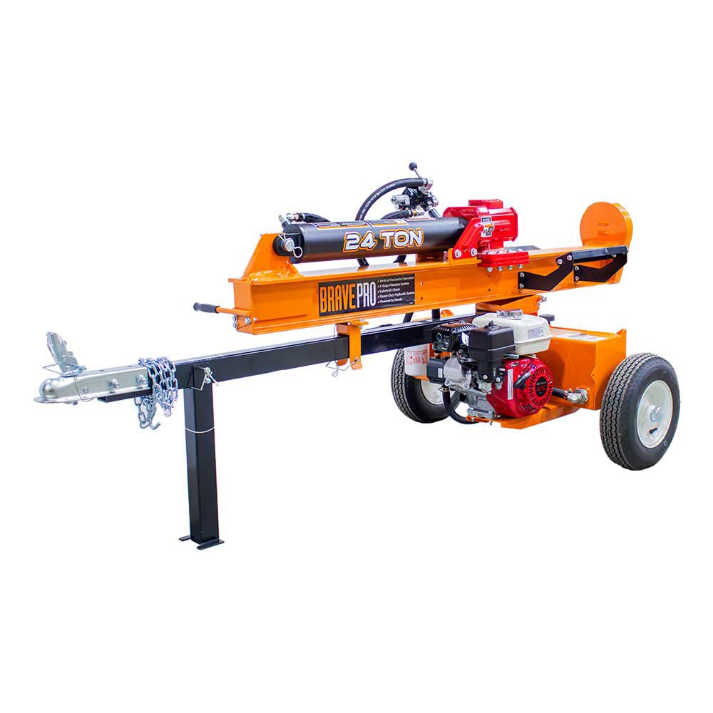 24 Ton Brave Log Splitter with Honda GX160 Engine - Powerful Firewood Processor for Home Heating & Landscaping Projects