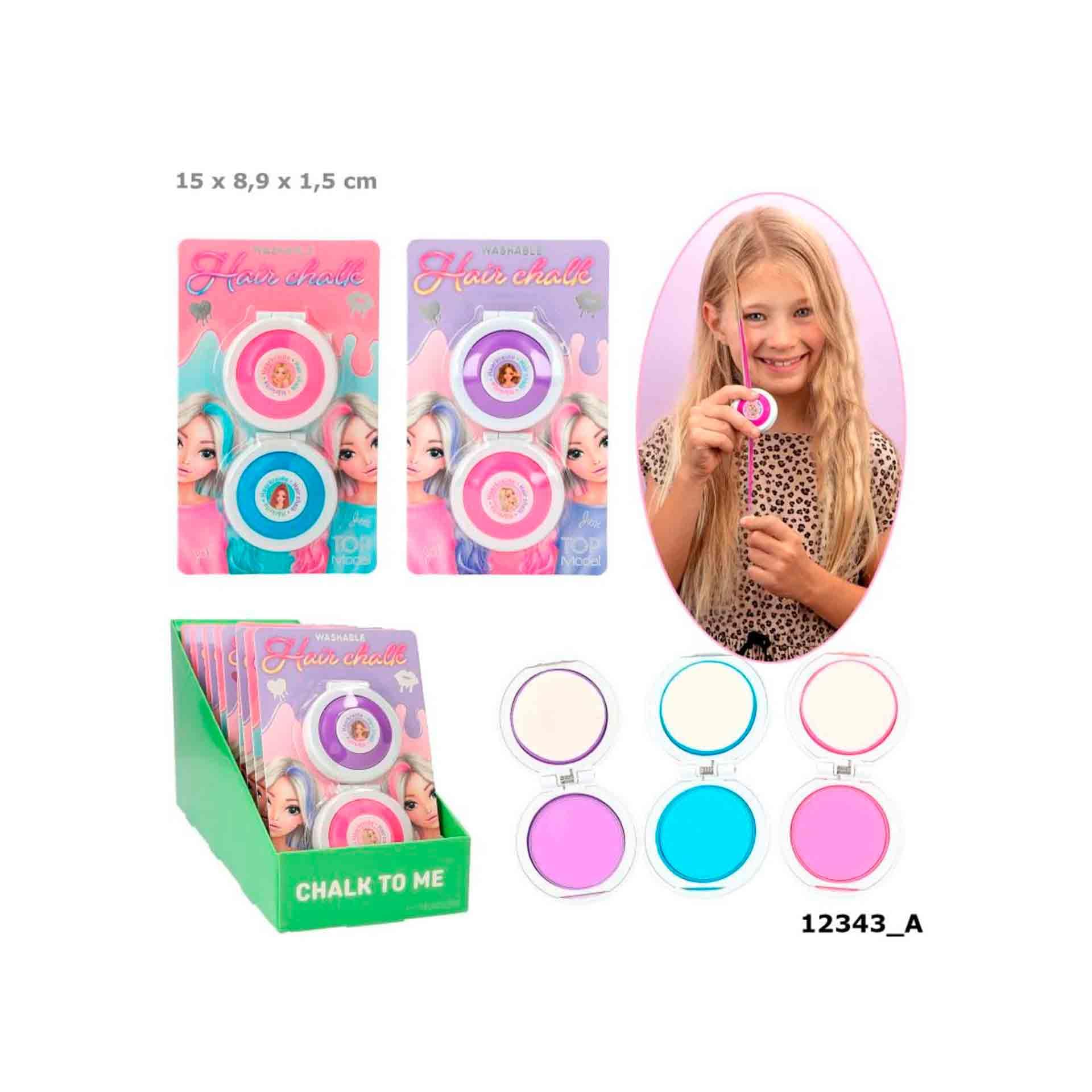 Topmodel Hair Chalk Set - 12 Vibrant Temporary Hair Colors for Girls & Women | Non-Toxic & Washable | Perfect for Parties, Halloween, Cosplay & Festivals
