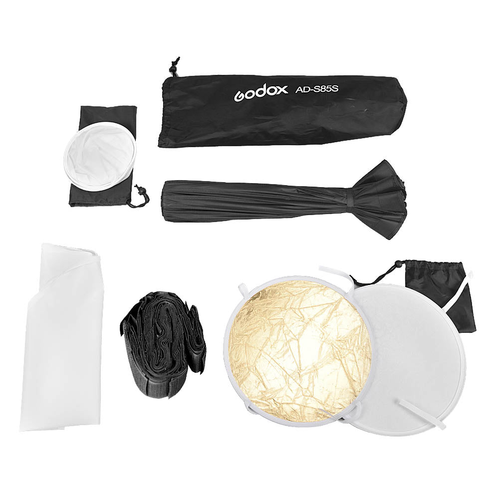 Godox AD S85S 85cm 16-Sided Parabolic Softbox with Silver Interior - Portable Photography Lighting Modifier for Studio & Outdoor Shoots