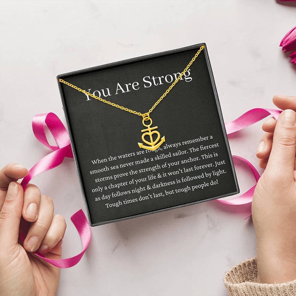Personalized Heart Anchor Necklace - Inspirational Get Well Soon Gift for Anxiety, Breakup, Divorce & Encouragement | Thoughtful AA Recovery Present for Women & Men | Perfect for Daily Wear, Special Occasions & Emotional Support