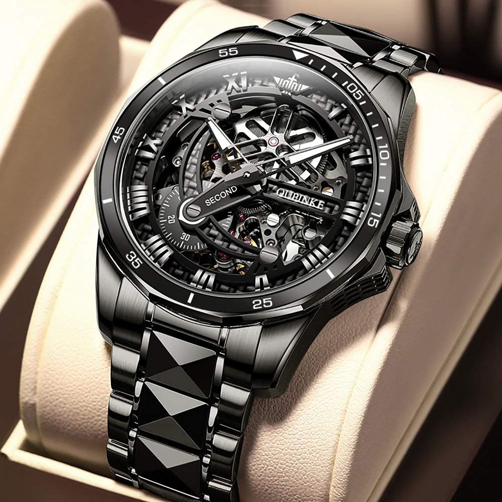 OUPINKE Automatic Watches for Men - Luxury Starry Sky Mechanical Watch with Date, Luminous Hands, Sapphire Crystal & Tungsten Steel Band - Waterproof Wristwatch for Business, Formal Events & Nighttime Visibility