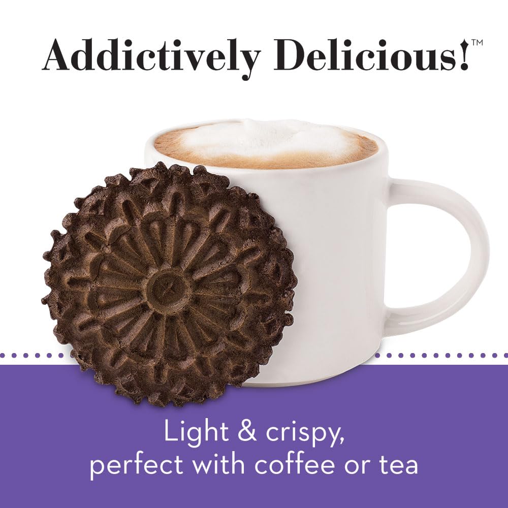 Reko Pizzelle Authentic Italian Waffle Cookies - Chocolate Flavor, 7oz (12-Pack) | Perfect for Holiday Gifts, Coffee Pairing & Dessert Platters