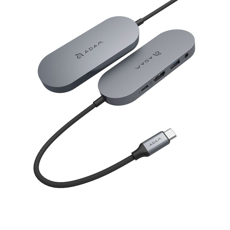 Adam Elements 4-in-1 USB C Hub with SSD - Multi-Port Adapter (HDMI, USB 3.0, SD/TF Card Reader) - Space Gray Metal for MacBook Pro/Air, iPad Pro, Dell XPS - Perfect for Office Work, Travel & Home Entertainment