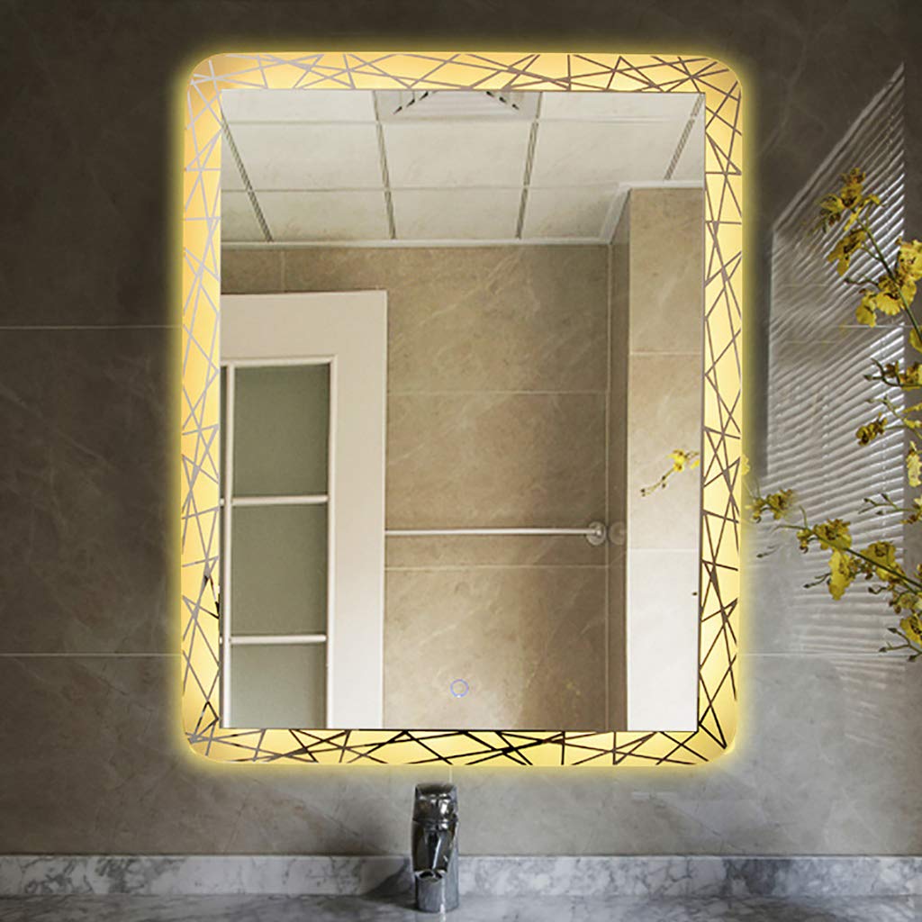 Dimmable LED Bathroom Mirror with Anti-Fog & Memory Touch - Wall Mounted Makeup Vanity Mirror with Vertical Lighting for Modern Bathrooms (Silver) - Perfect for Shaving, Makeup Application, and Home Decor