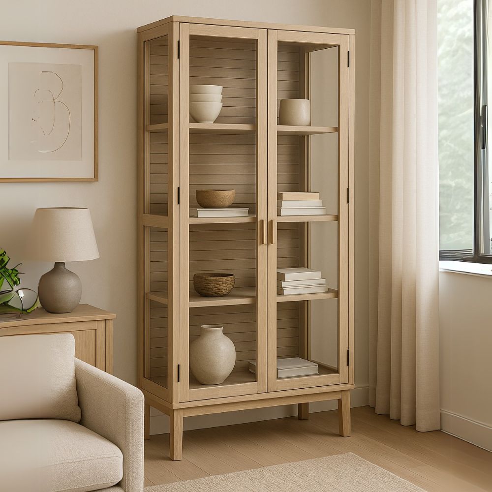 80cm Oak LINLEY Display Unit - Stylish Storage Shelf for Living Room, Bedroom & Office Organization