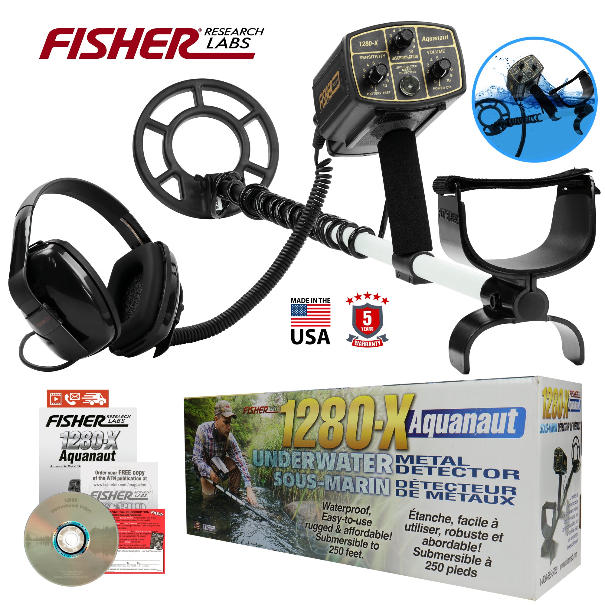 Fisher 1280X Professional Metal Detector with 8