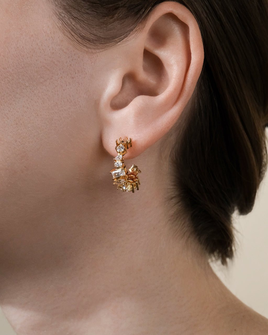 Keziah Geo Cut CZ Hoops - Stylish Cubic Zirconia Earrings for Women | Perfect for Parties, Weddings & Everyday Wear