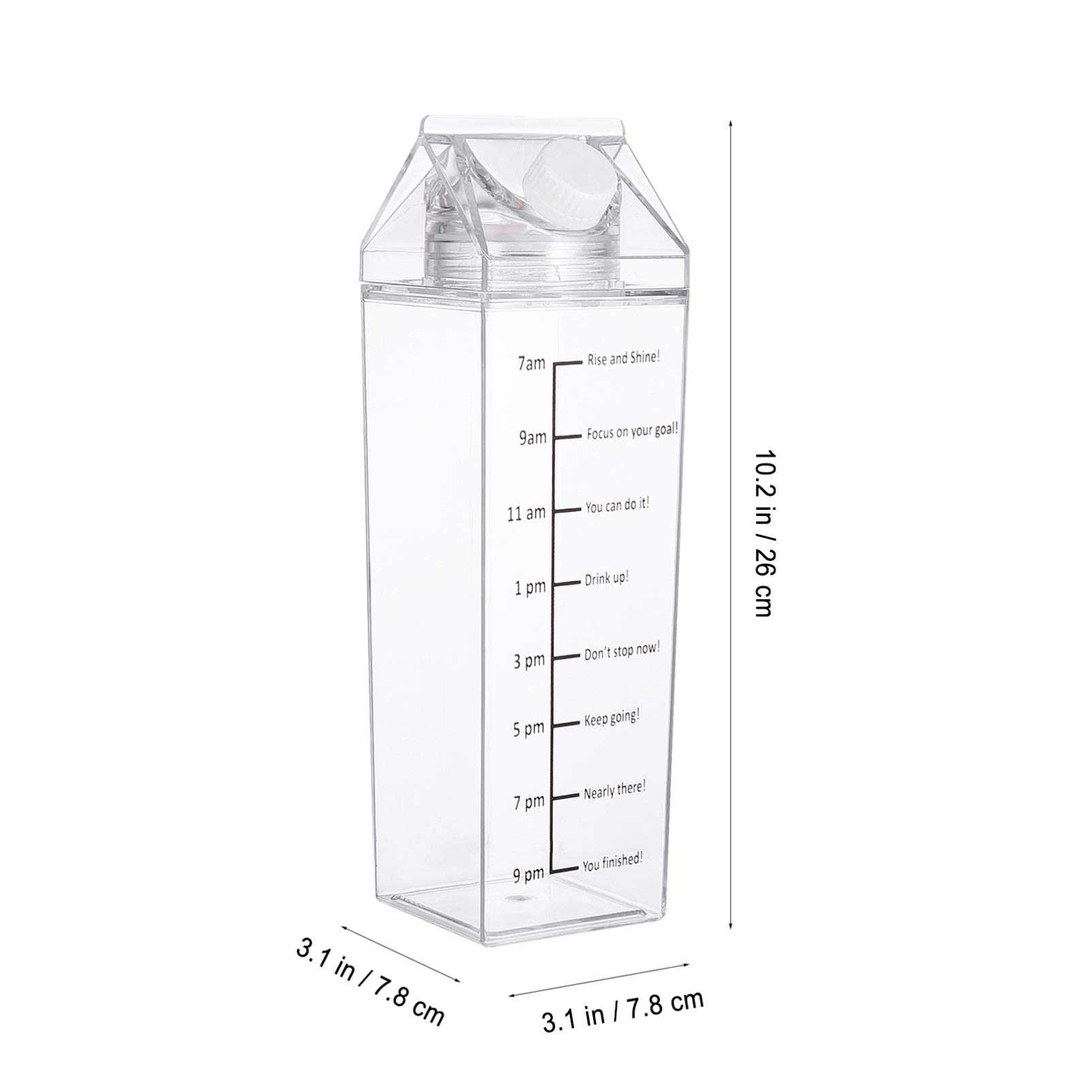 Angoily Clear 1000ml BPA-Free Square Milk Carton Water Bottle with Measurement Scale - Portable & Reusable for Outdoor Sports, Travel, Camping, Hiking, Gym & Daily Hydration