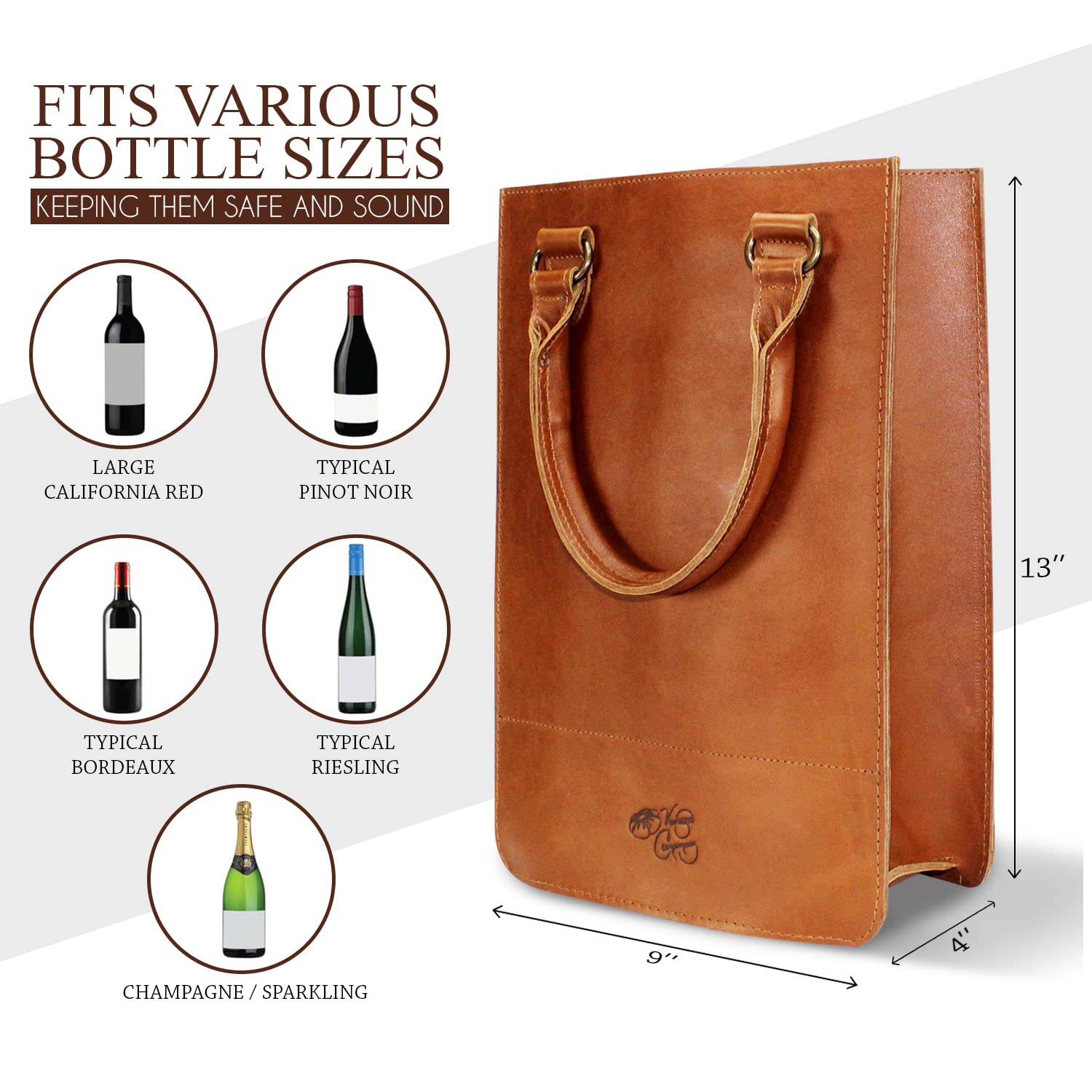 Premium Leather Wine Carrier for 2 Bottles with 2 Stainless Steel Tumblers - Elegant Travel Gift Set for Wine Enthusiasts | Perfect for Picnics, Parties & Romantic Getaways