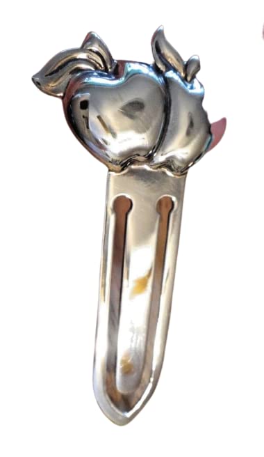 Sterling Silver 2x1 Inch 6g Engravable Apple Bookmark Clip - Perfect Teacher Gift, Jewelry Making, Book Lover Accessory | Great for Reading, Classroom Gifts, DIY Crafts & Personalized Present Ideas