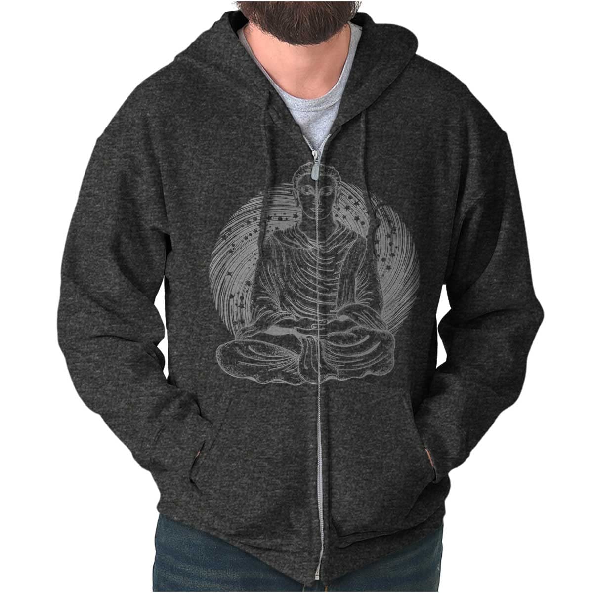 Meditation Buddha Spiritual Zip-Up Hoodie for Men & Women - Perfect for Yoga, Relaxation, and Mindfulness Practices