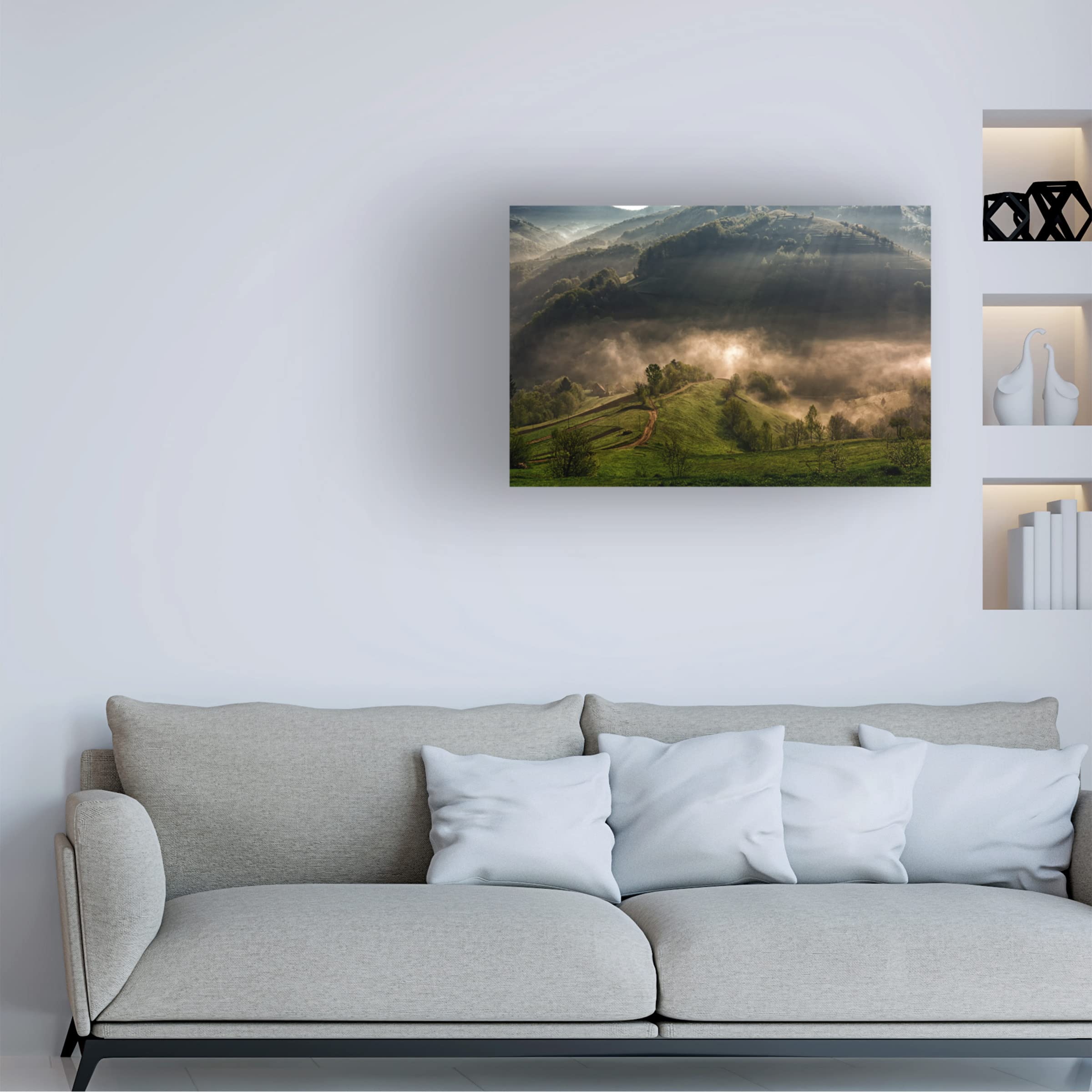 Trademark Fine Art 'Morning Fog' Canvas Print by Mihail Dulu - Landscape Wall Art for Living Room, Bedroom & Office Decor