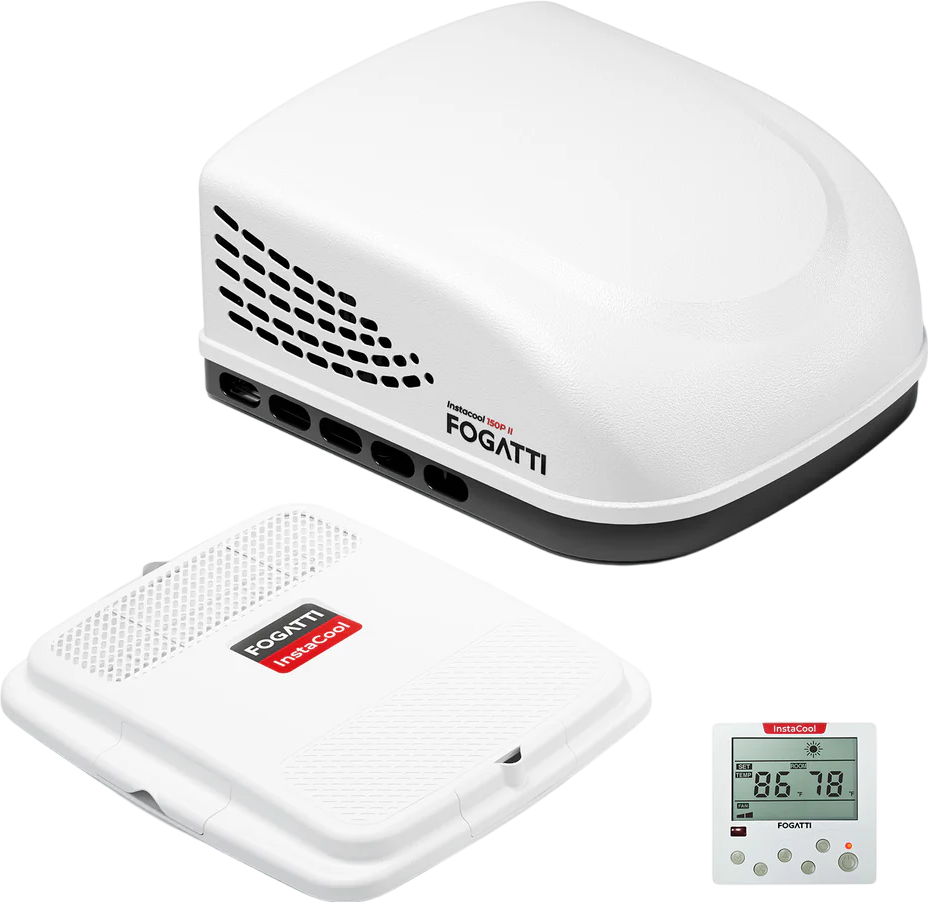 Fogatti InstaCool 150P II RV Rooftop Air Conditioner - 15,000 BTU 115V with Heating & Cooling - Non-Ducted for RVs, Campers & Tiny Homes - Perfect for Summer Travel & Off-Grid Living