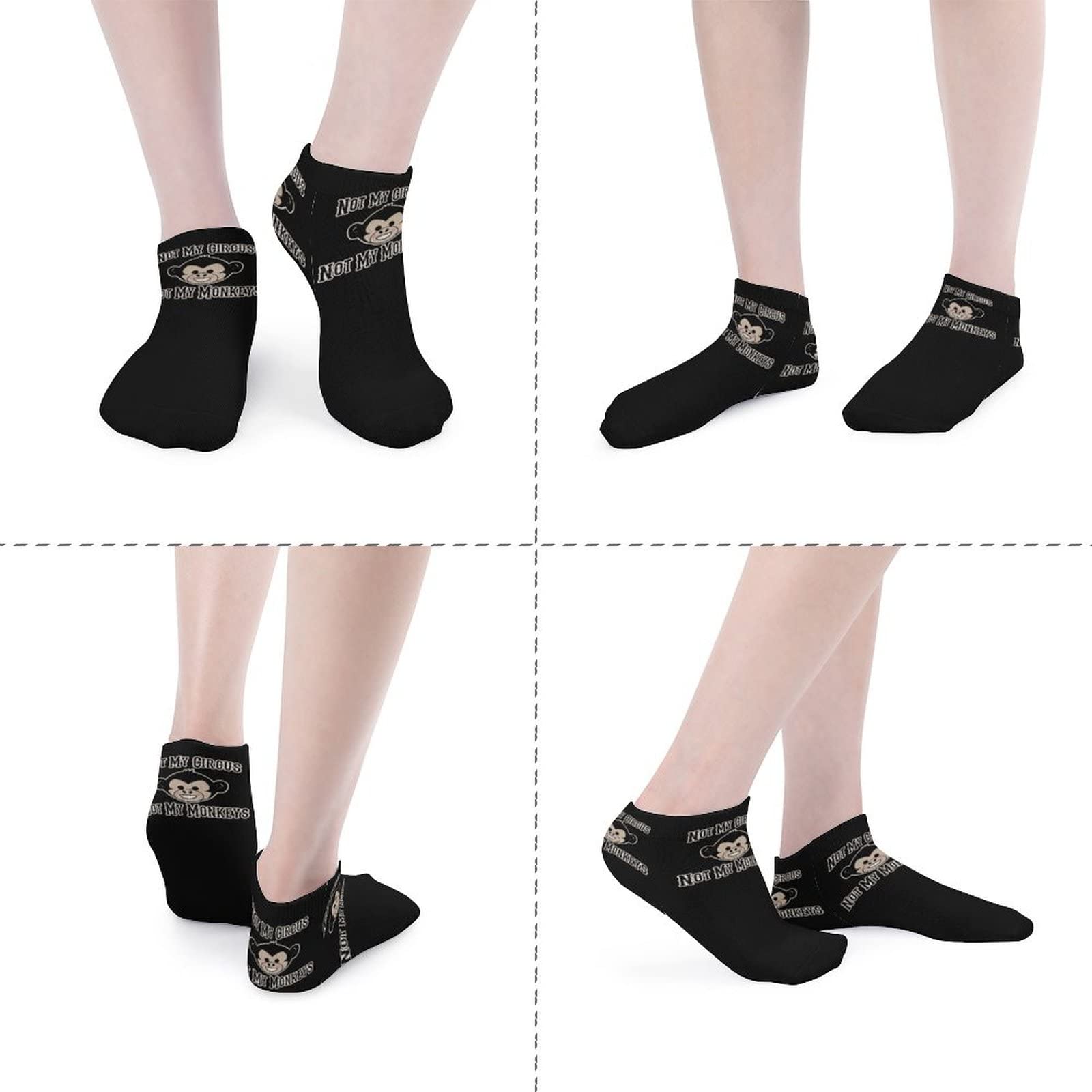 Funny 'Not My Circus Not My Monkeys' Novelty Socks - Non-Slip Low Cut No-Show Ankle Socks for Women & Men - Perfect for Casual Wear, Work, Gym & Everyday Comfort