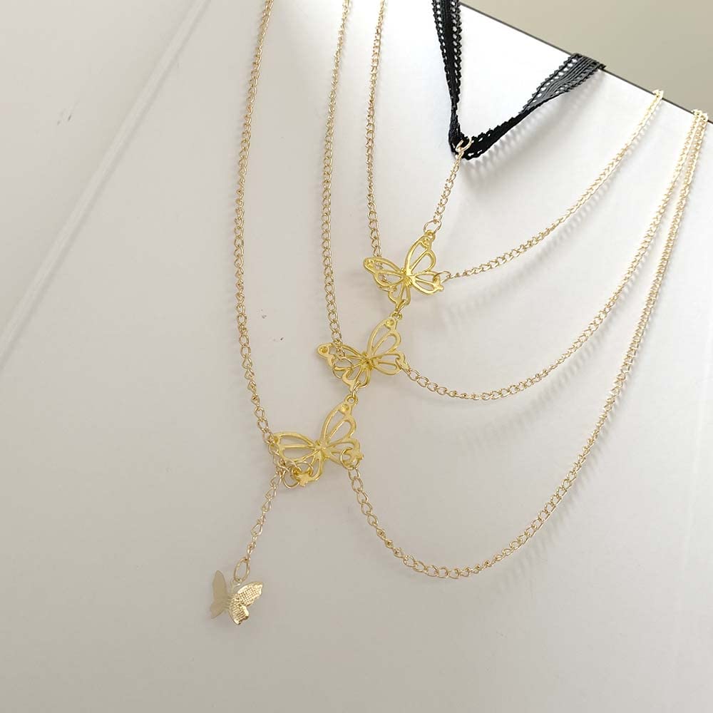 Sexy Body Chain Jewelry for Women - Wavy Snake & Butterfly Pendant Layered Leg Chain Necklace | Perfect for Parties, Date Nights & Festival Outfits