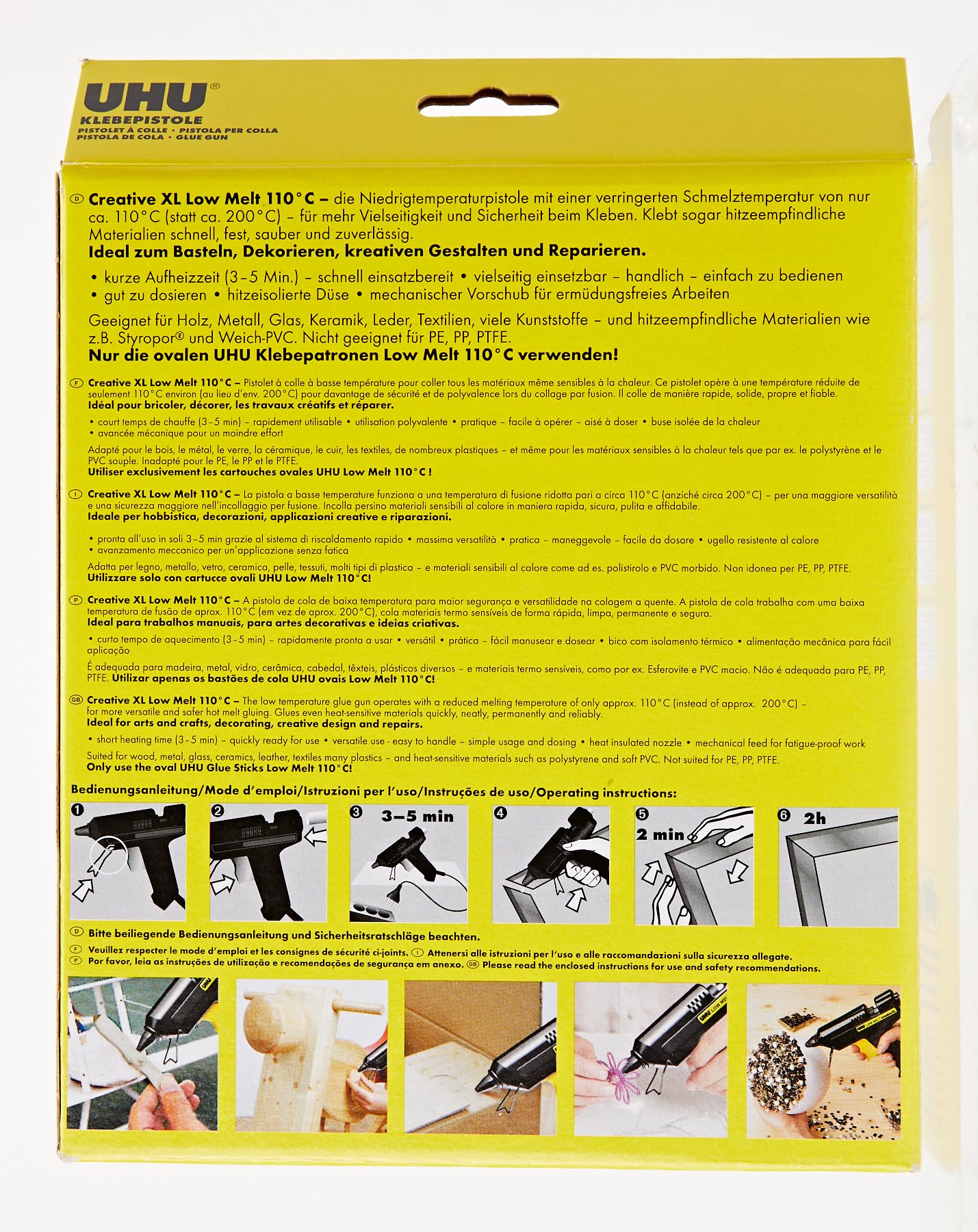 UHU Low-Temperature Glue Gun (110°F) - Safe for Kids Crafts, DIY Projects & School Activities - Perfect for Foam, Fabric & Paper Crafts