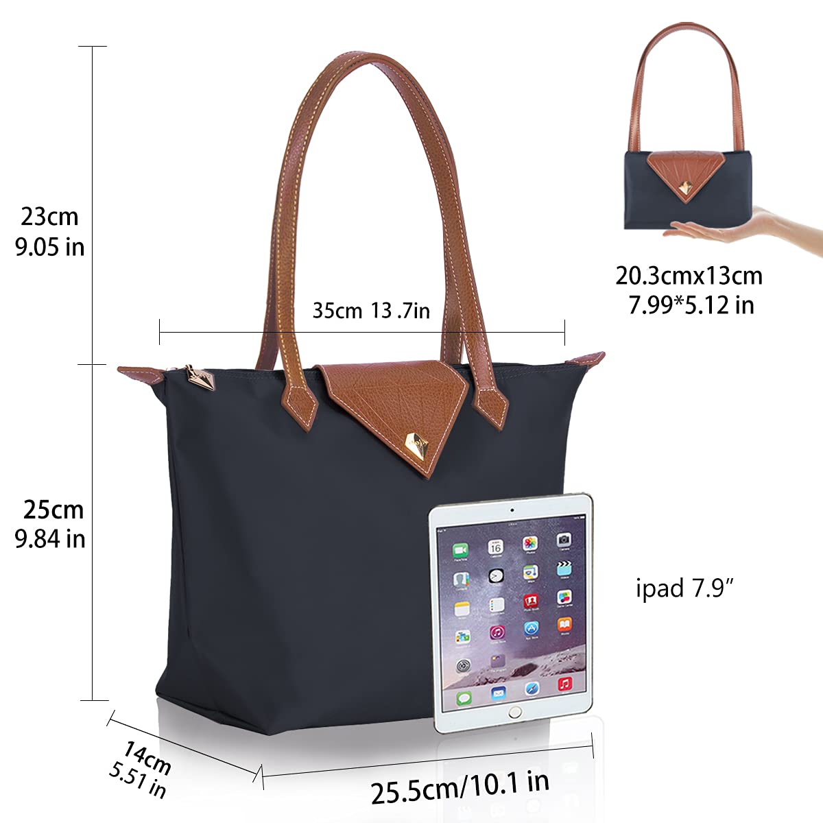 Stylish Waterproof Nylon Tote Bag for Women - Work, Travel & Shopping